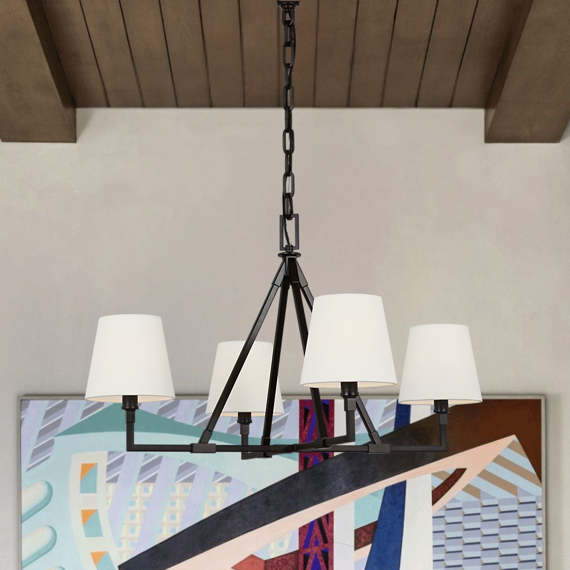 Perth 31" 4-Light Medium Chandelier, Aged Iron Finish