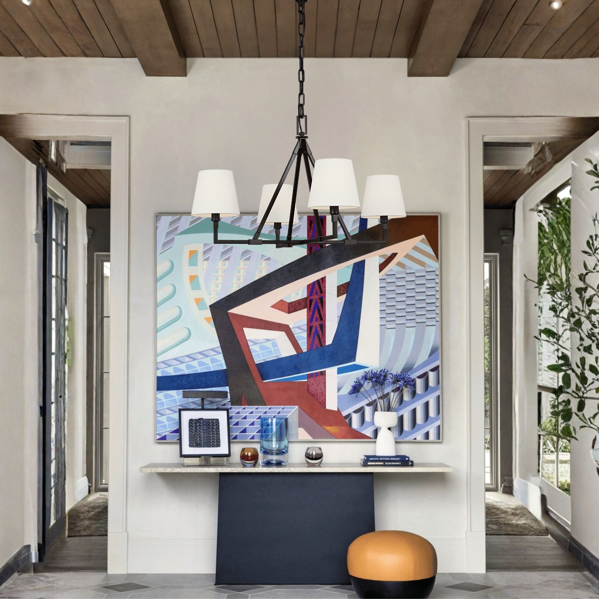 Perth 31" 4-Light Medium Chandelier, Aged Iron Finish