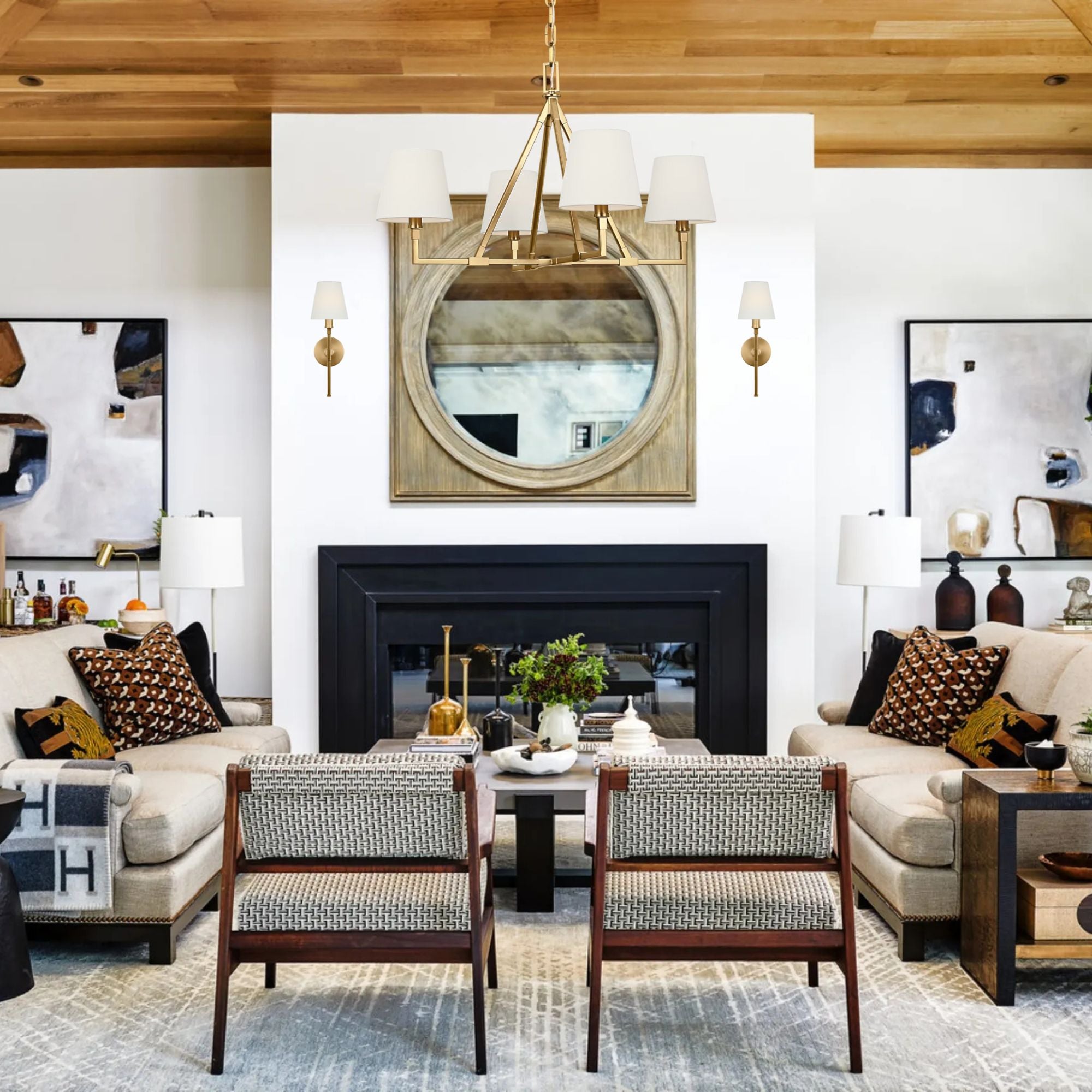 Perth 31" 4-Light Medium Chandelier, Burnished Brass Finish