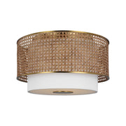 Sawyer 18" 3-Light Flush Mount, Blonde Rattan Finish