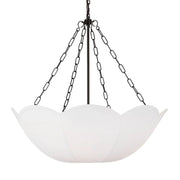 Visual Comfort Studio Stassi 24 in. 3-Light Chandelier, Aged Iron with White Linen Shade