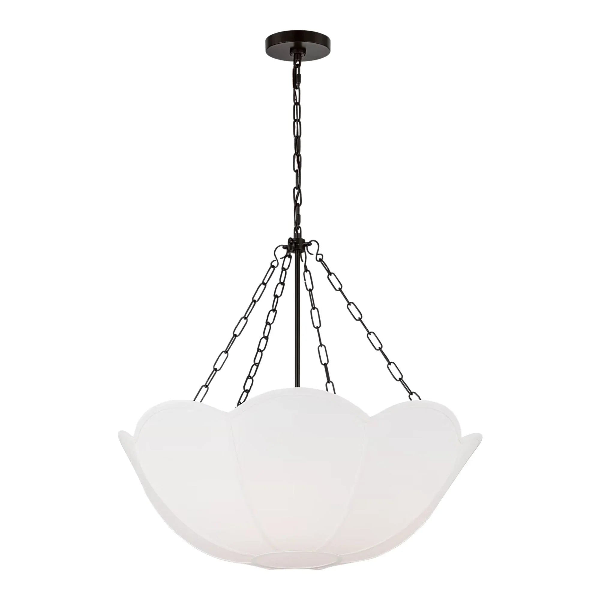 Visual Comfort Studio Stassi 24 in. 3-Light Chandelier, Aged Iron with White Linen Shade