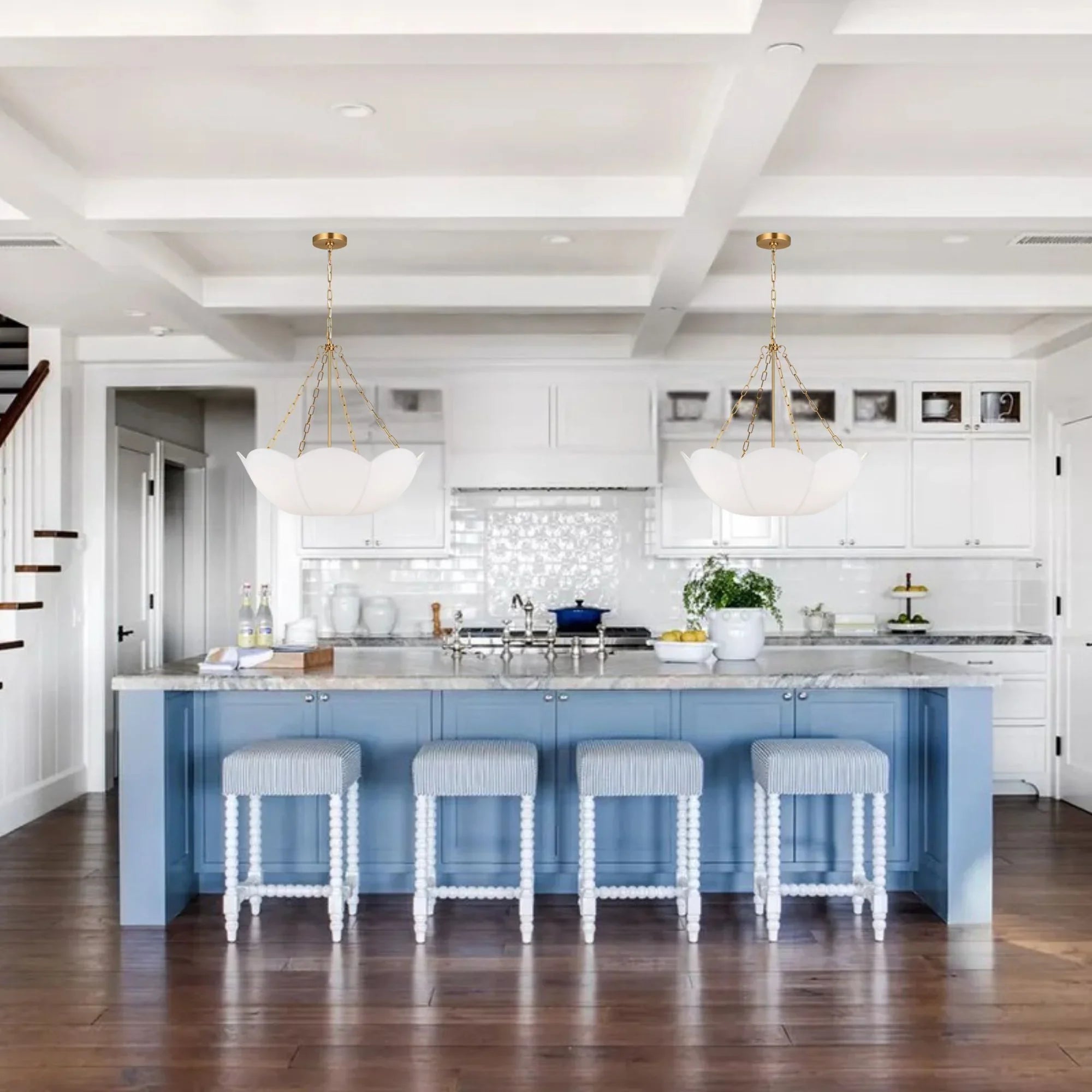 Stassi 24" 3-Light Small Chandelier, Burnished Brass Finish