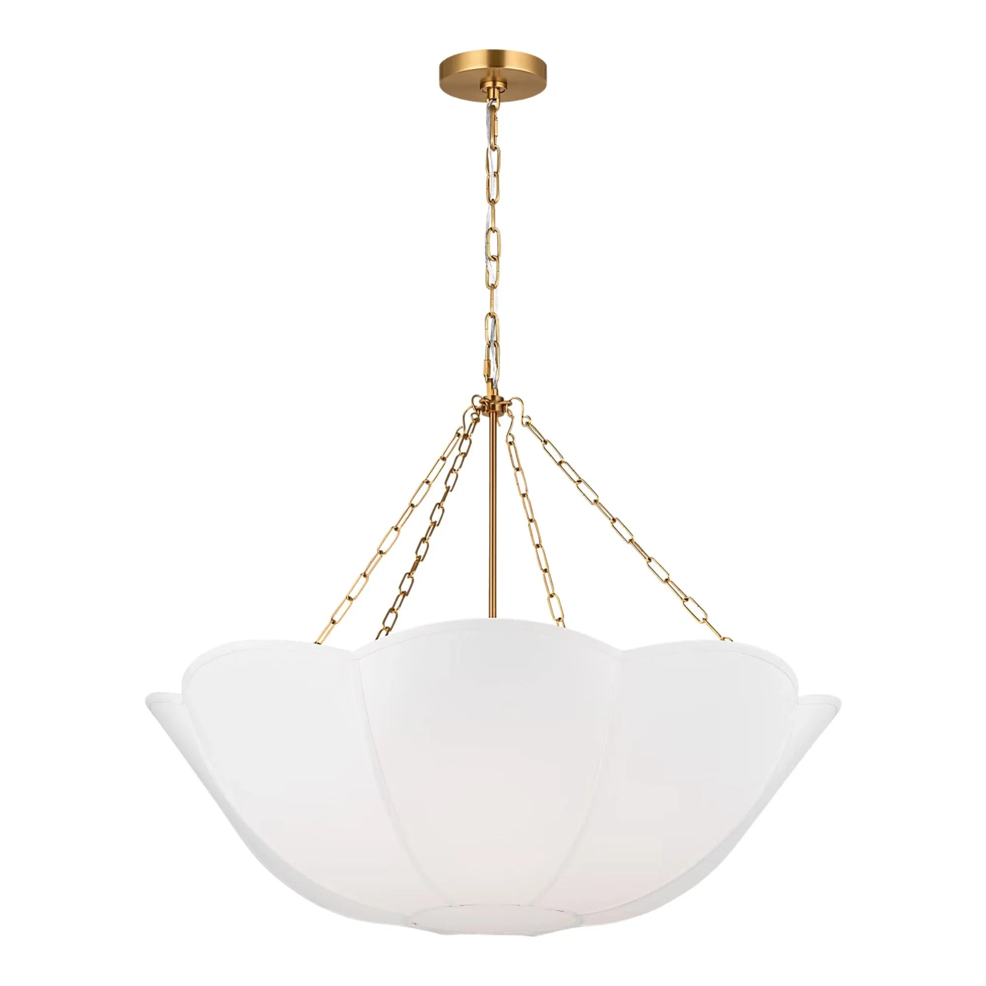 Visual Comfort Studio Stassi 32 in. 4-Light Chandelier, Burnished Brass with White Linen Shade