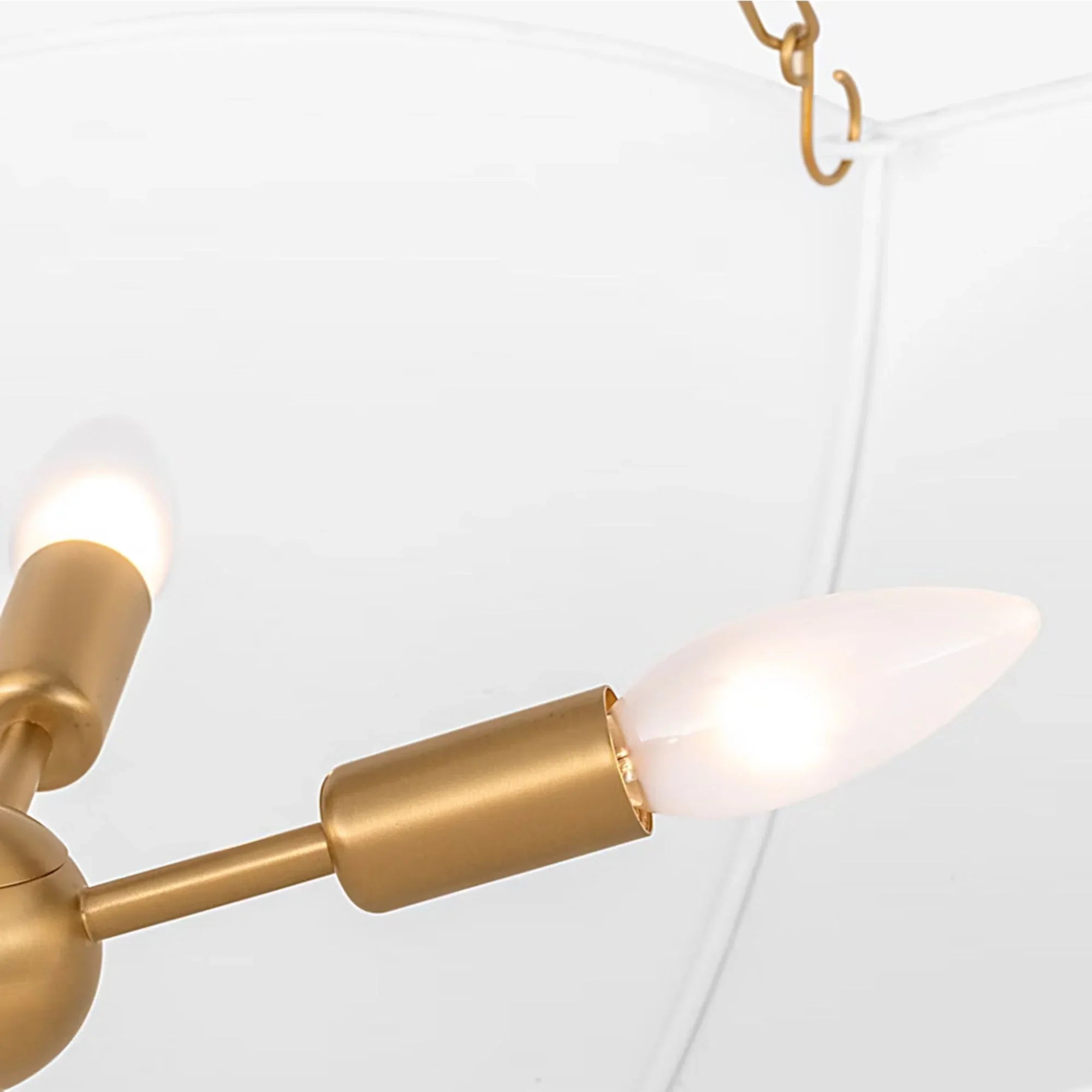 Visual Comfort Studio Stassi 32 in. 4-Light Chandelier, Burnished Brass with White Linen Shade