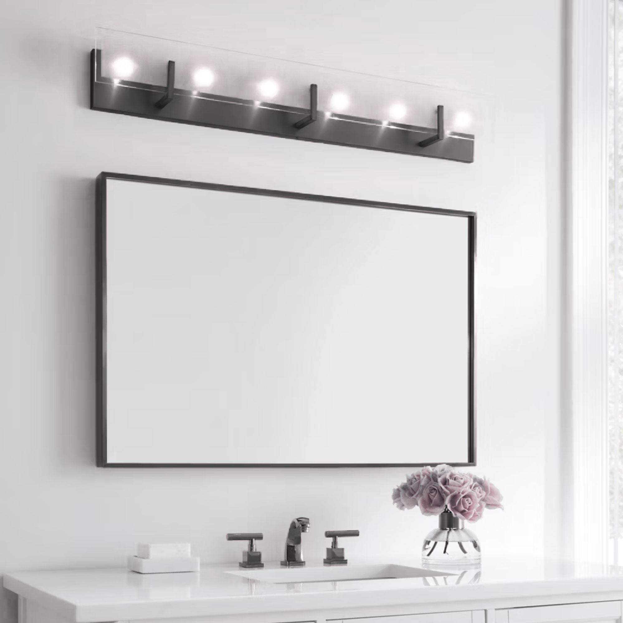 Syll 38" 6-Light Bathroom Vanity, Midnight Black Finish