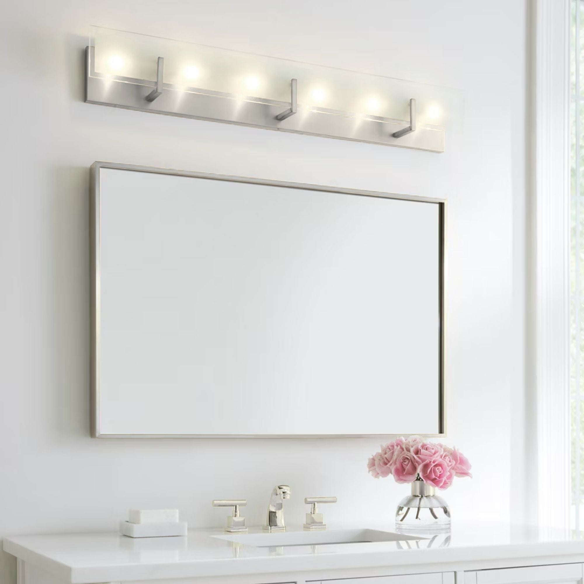 Syll 38" 6-Light LED Bathroom Vanity, Chrome Finish