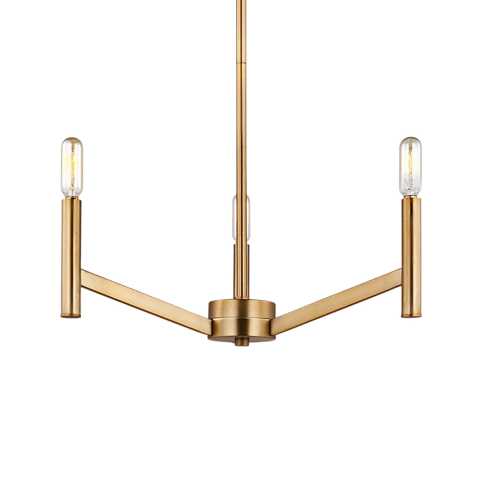Vector 18" 3-Light Chandelier, Satin Brass Finish