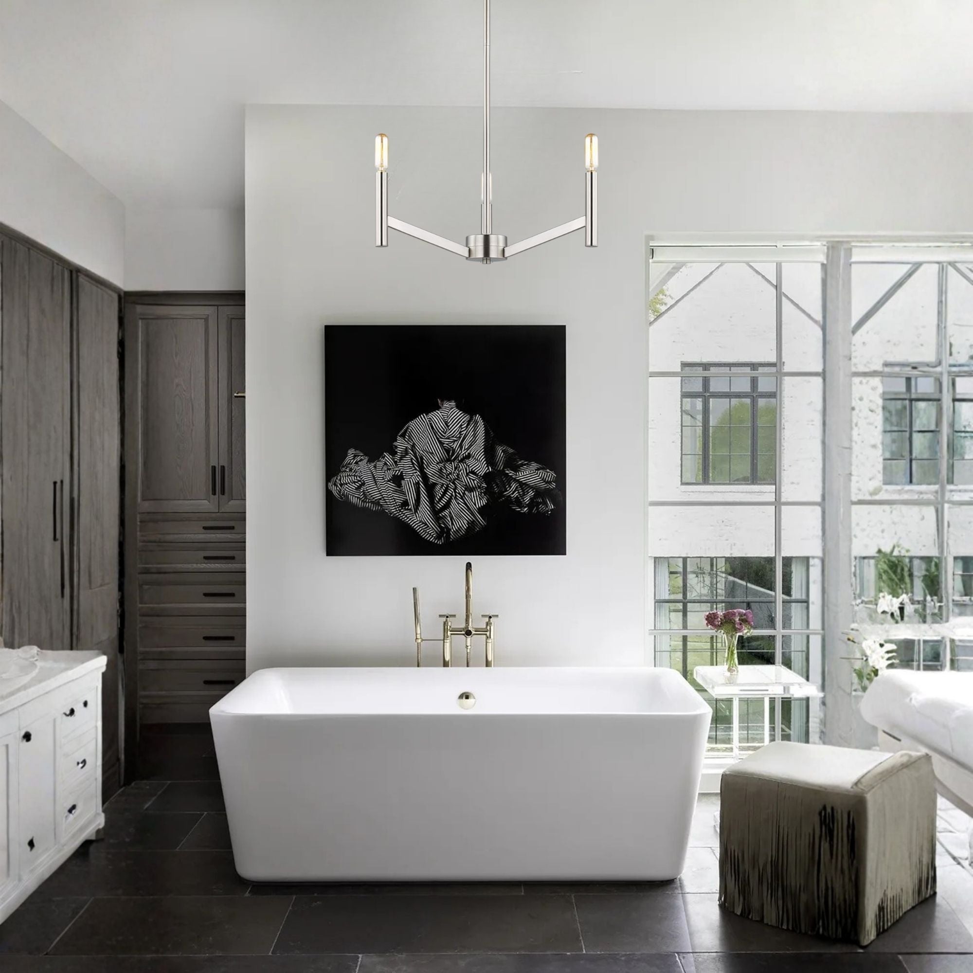 Vector 18" 3-Light Chandelier, Brushed Nickel Finish