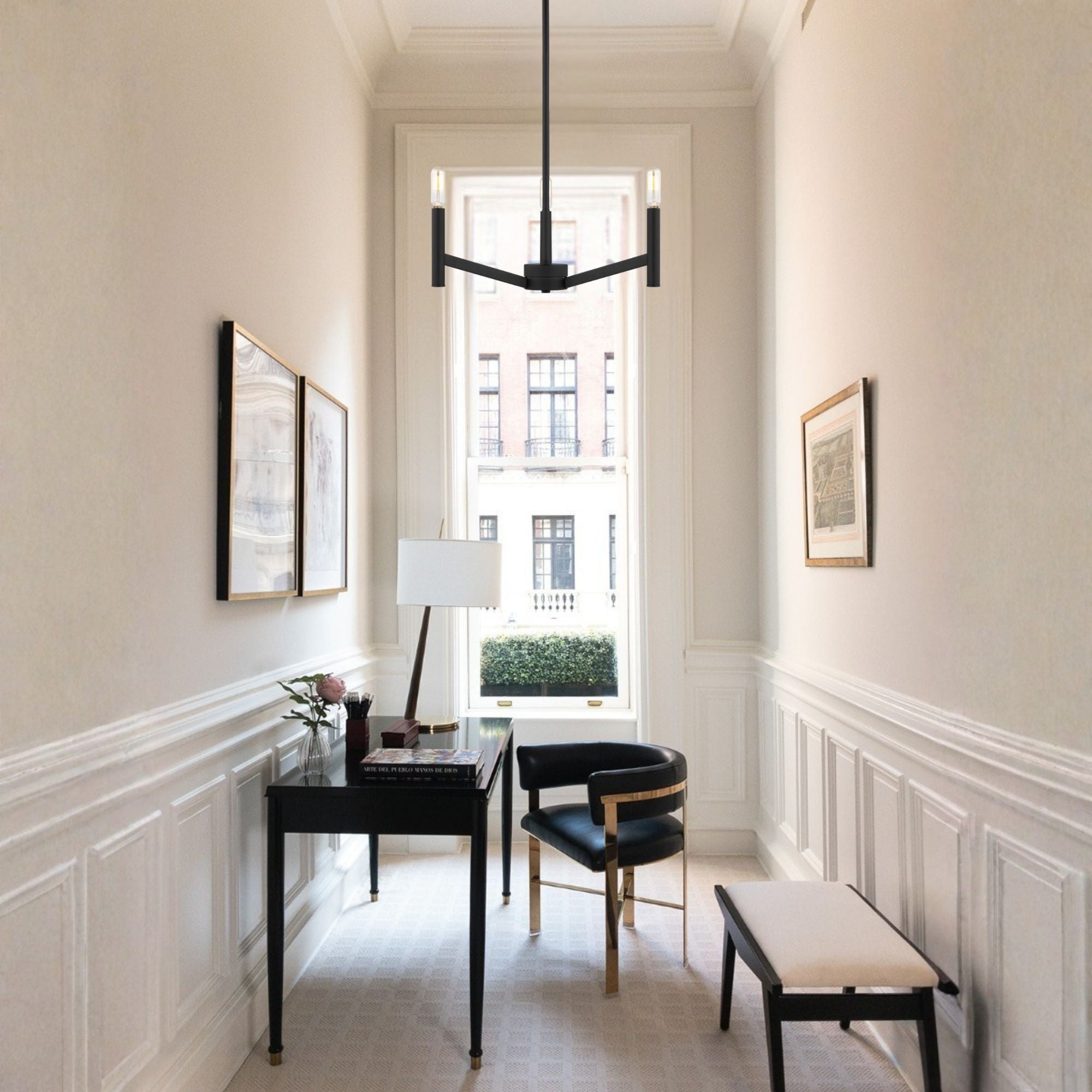 Vector 18" 3-Light LED Chandelier, Midnight Black Finish