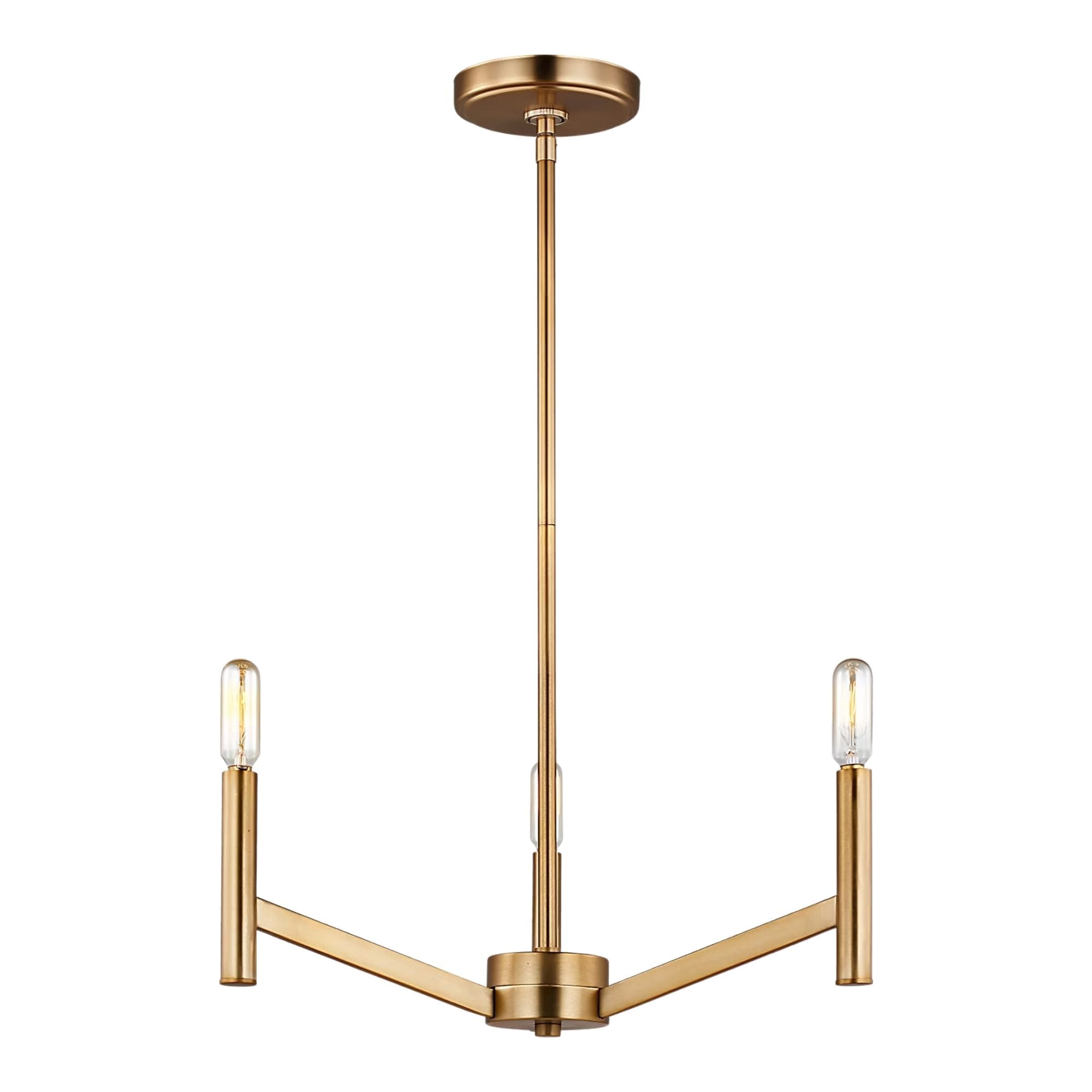 Vector 18" 3-Light LED Chandelier, Satin Brass Finish