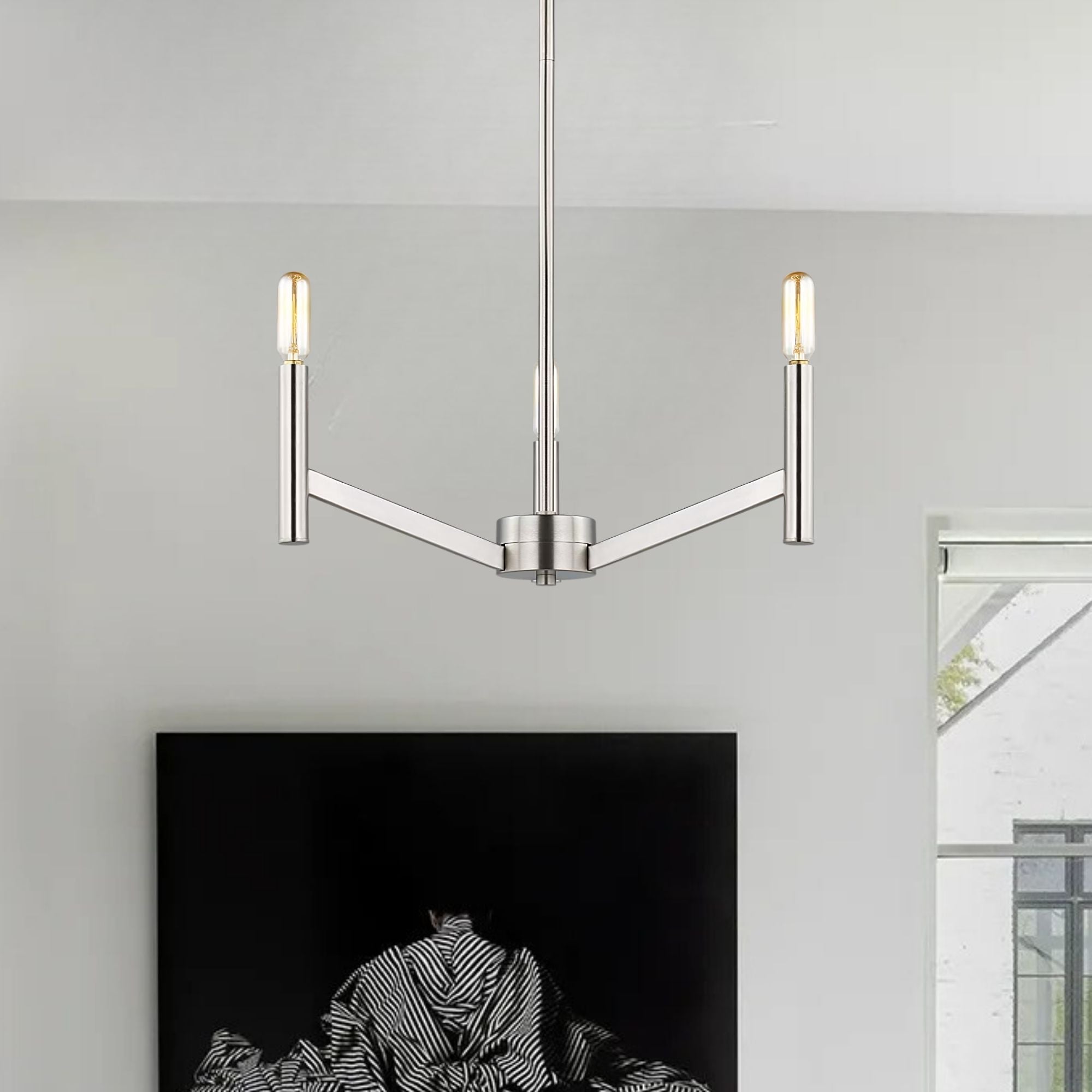 Vector 18" 3-Light LED Chandelier, Brushed Nickel Finish