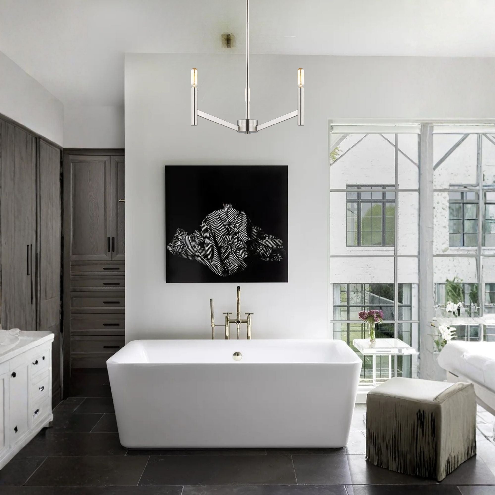 Vector 18" 3-Light LED Chandelier, Brushed Nickel Finish