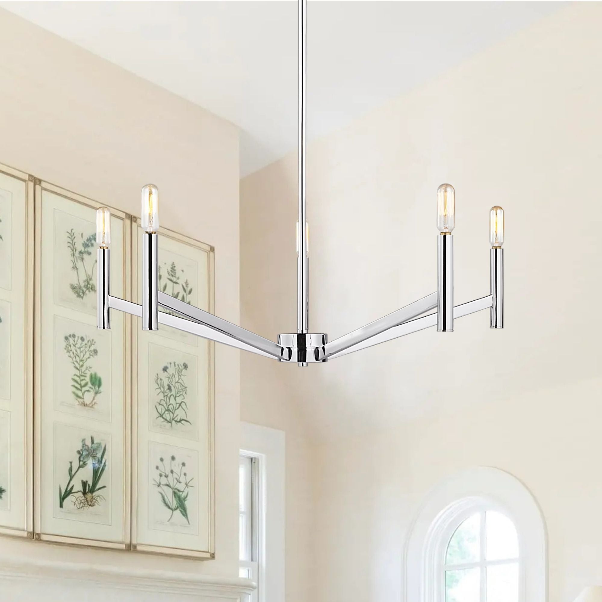 Vector 28" 5-Light Chandelier, Chrome Finish