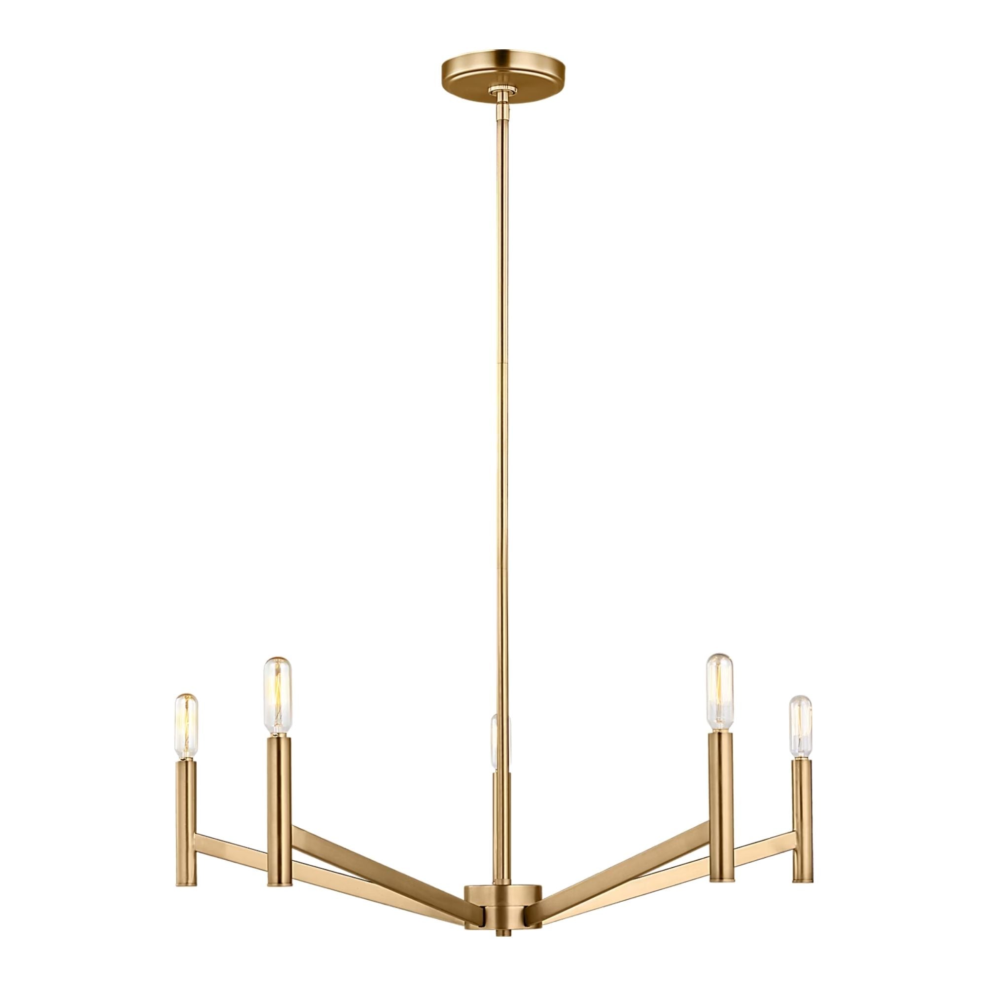Vector 28" 5-Light LED Chandelier, Satin Brass Finish