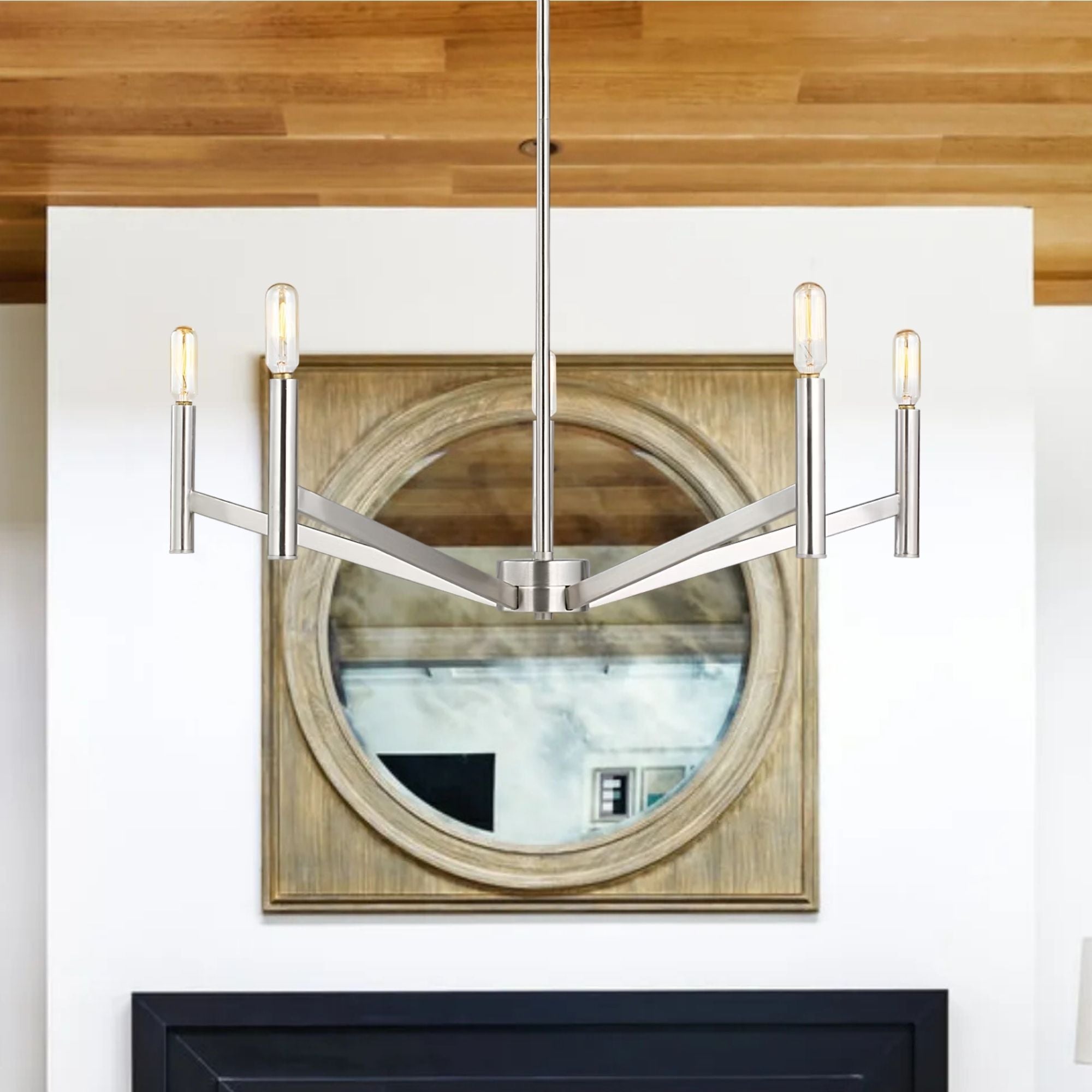 Vector 28" 5-Light LED Chandelier, Brushed Nickel Finish