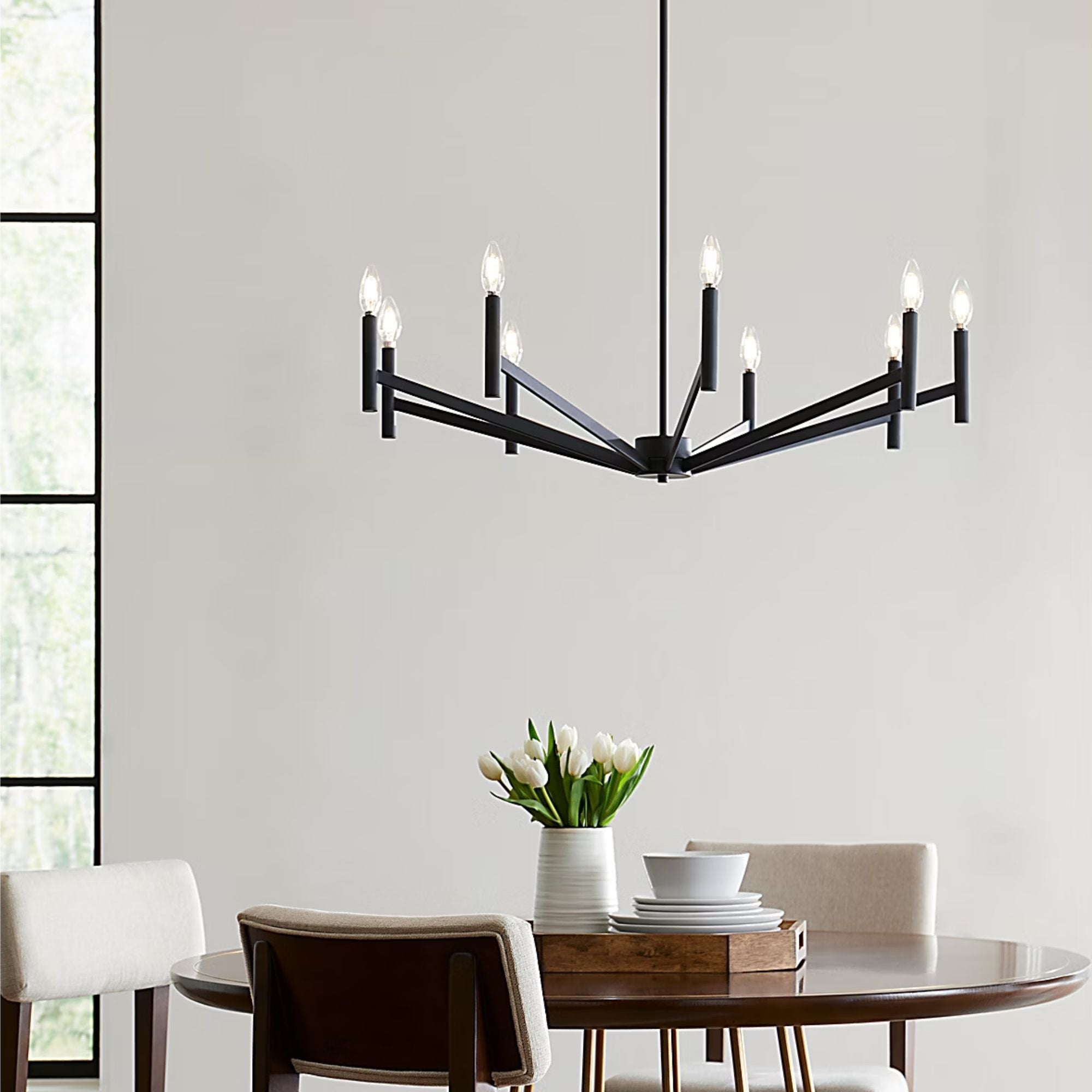 Vector 36" 9-Light Chandelier, Midnight Black Finish