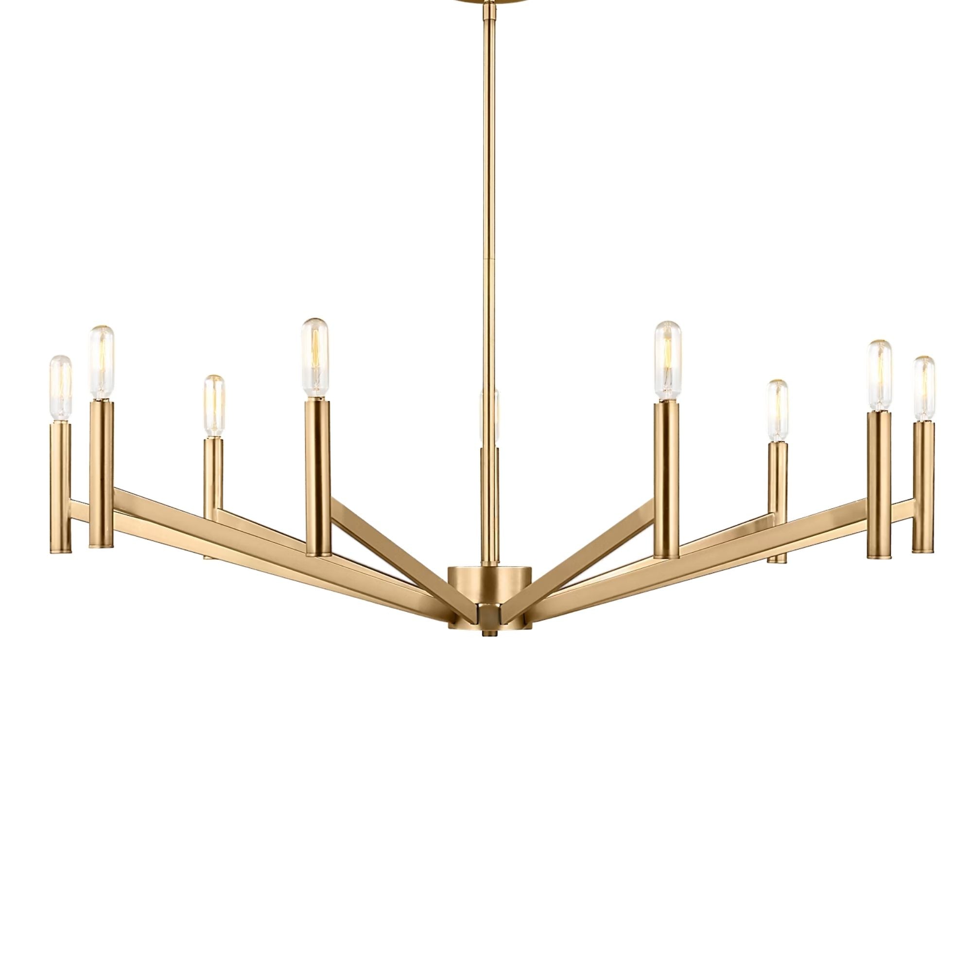 Vector 36" 9-Light Chandelier, Satin Brass Finish