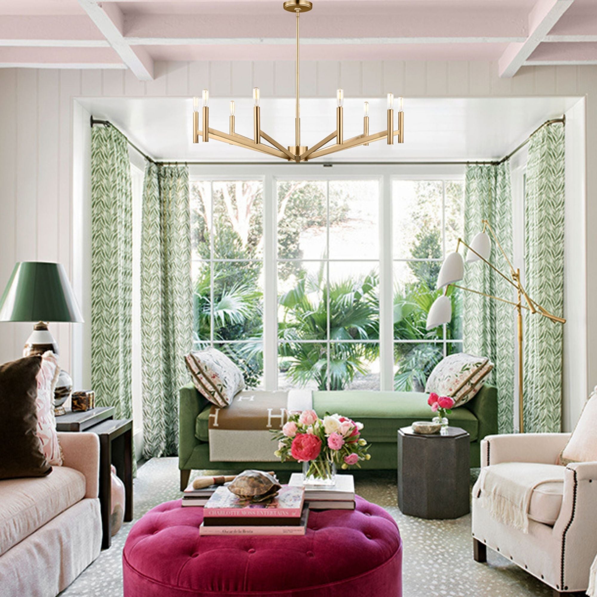 Vector 36" 9-Light Chandelier, Satin Brass Finish