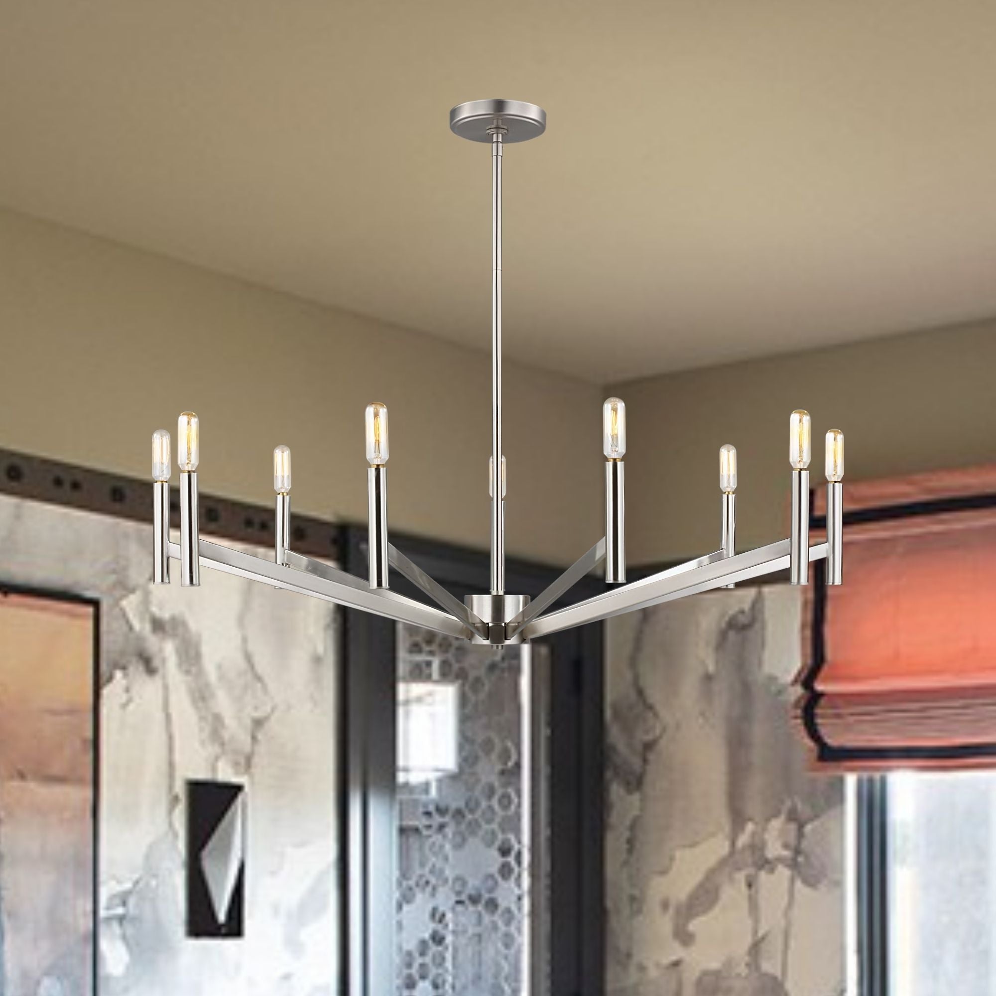 Vector 36" 9-Light Chandelier, Brushed Nickel Finish