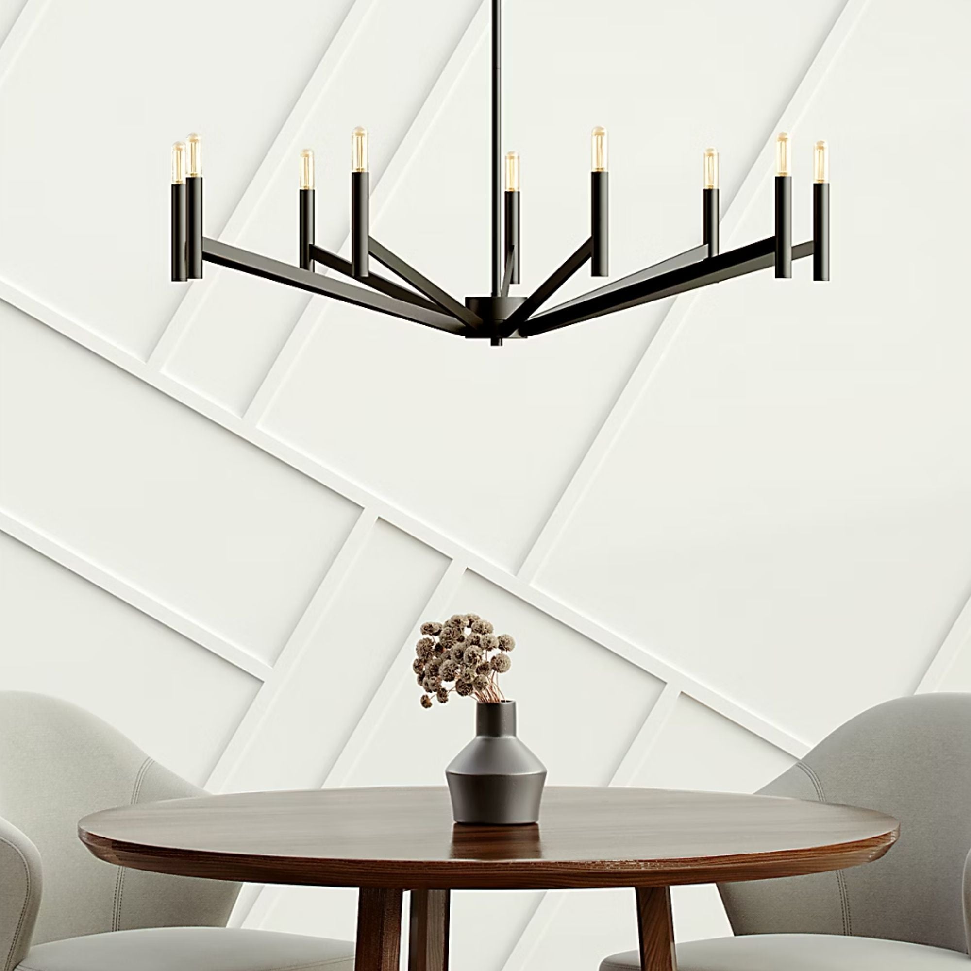 Vector 36" 9-Light LED Chandelier, Midnight Black Finish