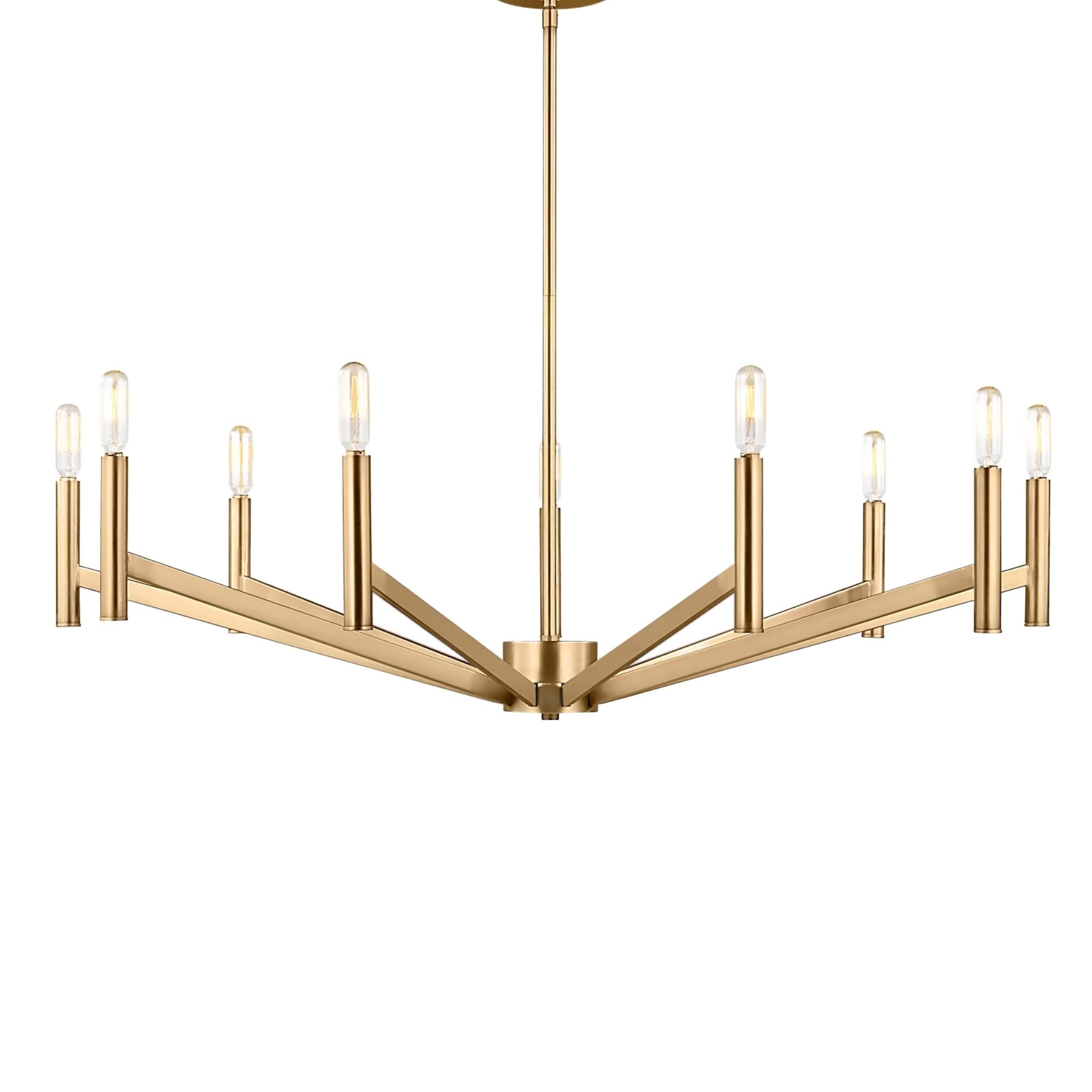Vector 36" 9-Light LED Chandelier, Satin Brass Finish