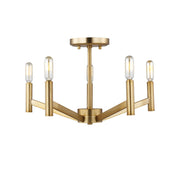 Vector 18" 5-Light LED Semi Flush Mount, Satin Brass Finish