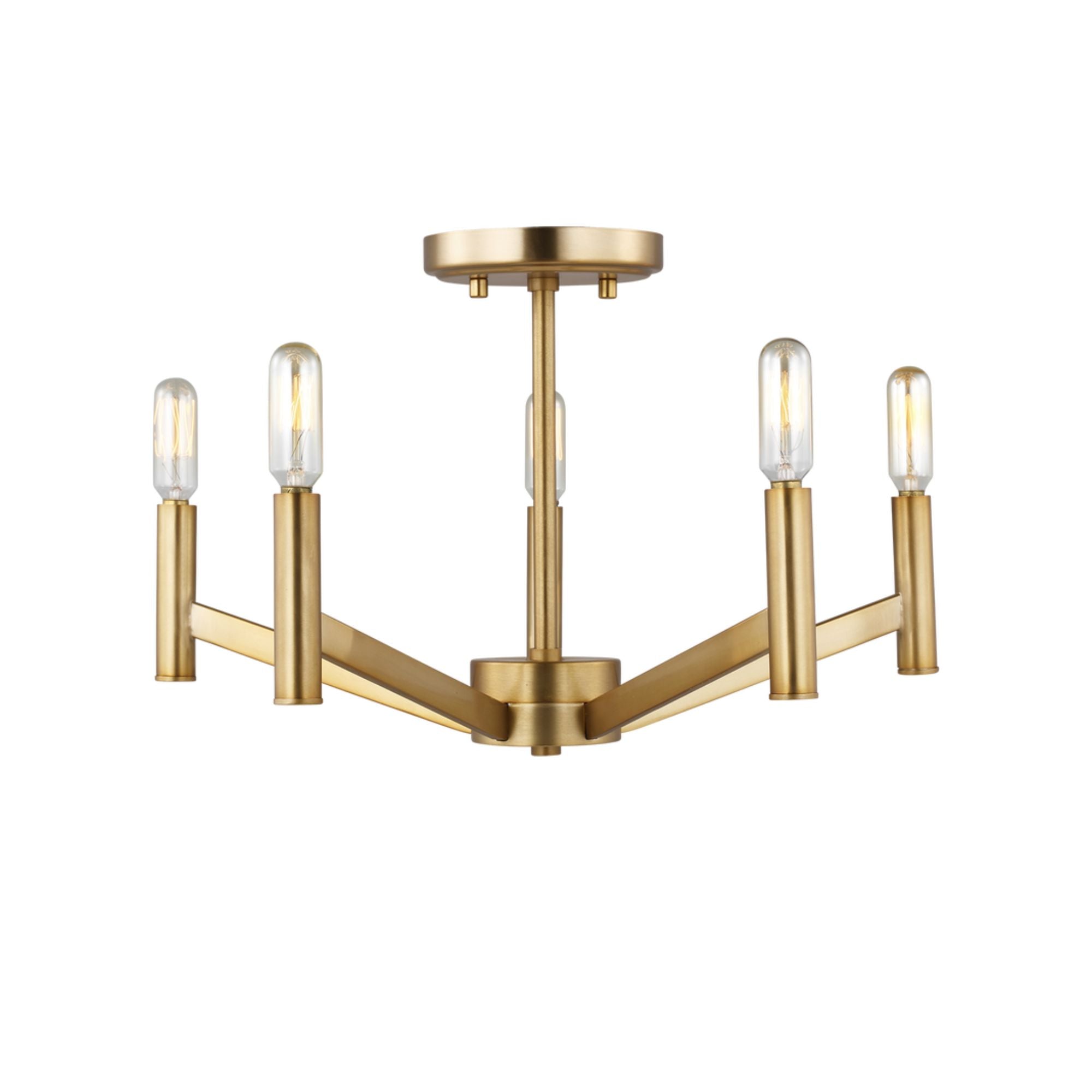 Vector 18" 5-Light LED Semi Flush Mount, Satin Brass Finish