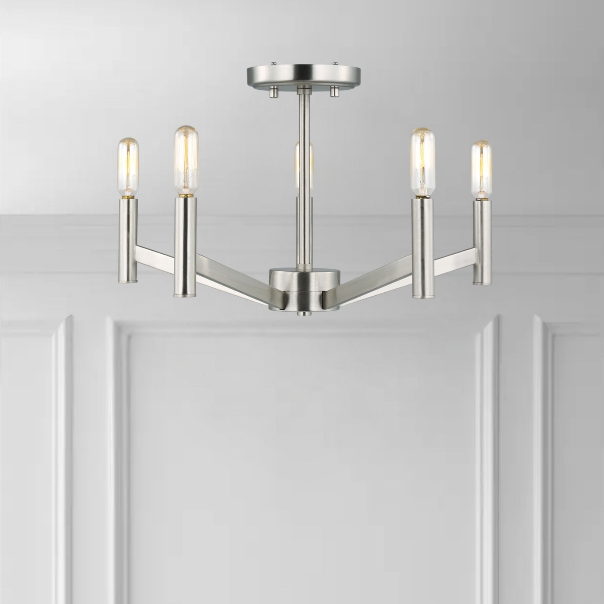 Vector 18" 5-Light LED Semi Flush Mount, Brushed Nickel Finish
