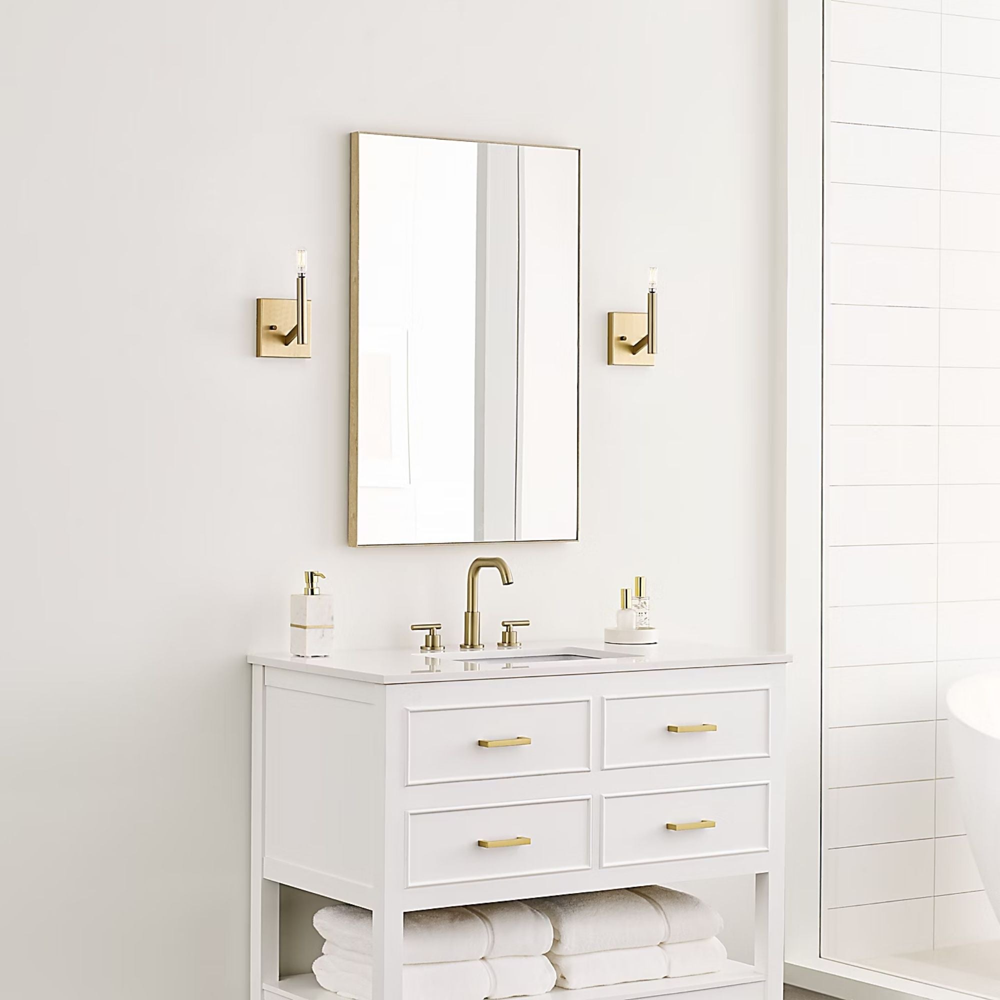 Vector 9" Wall Sconce, Satin Brass Finish