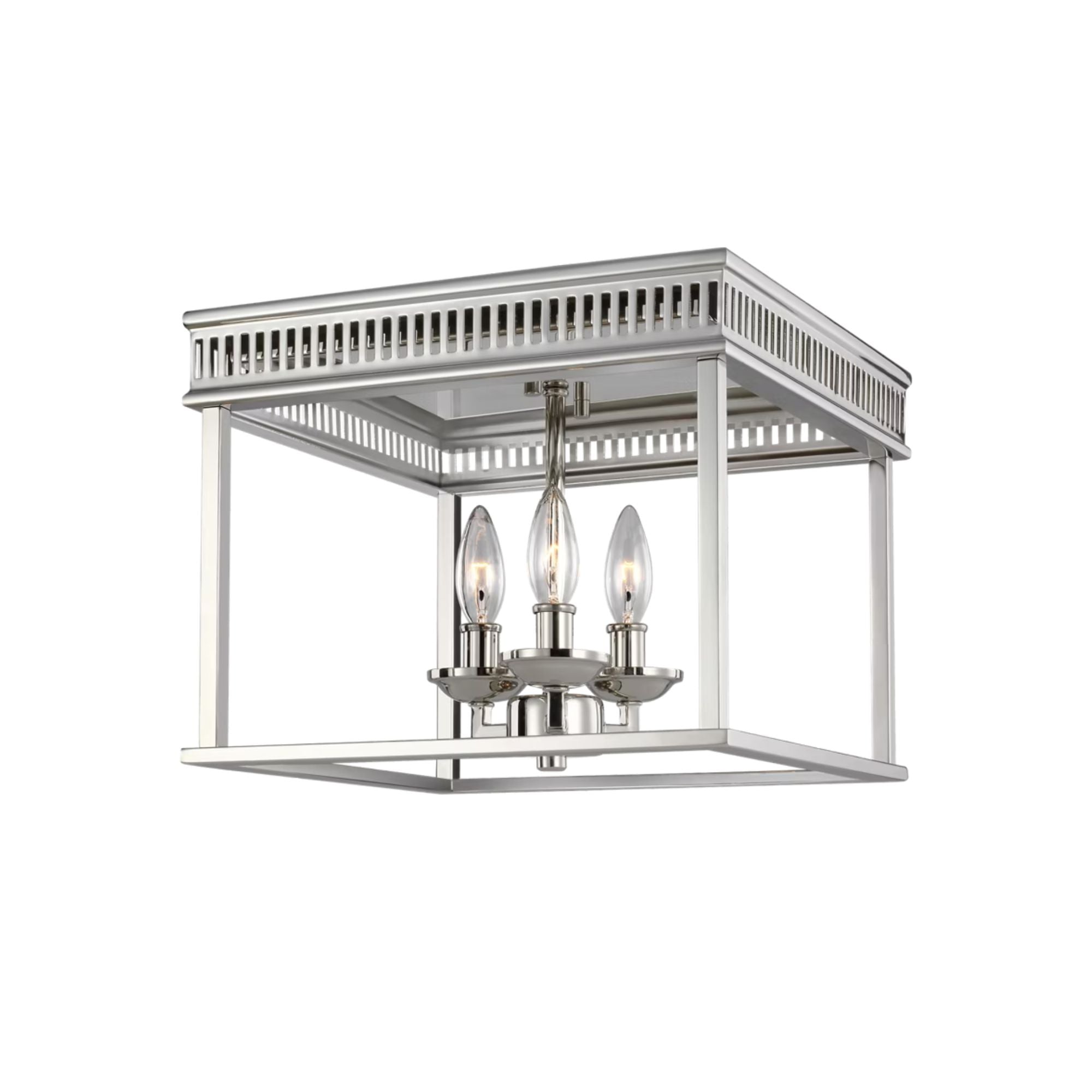 Woodruff 13" 3-Light Flush Mount, Polished Nickel Finish