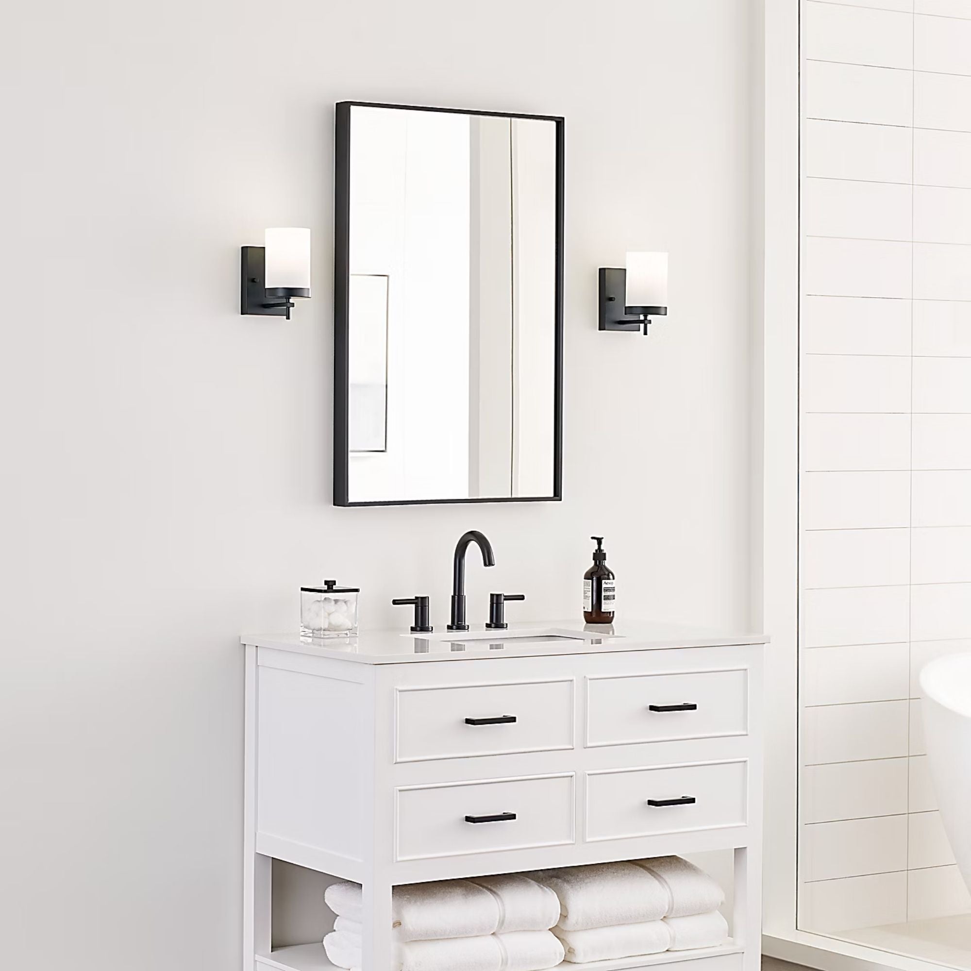 Zire 8" Bath Sconce, Midnight Black Finish