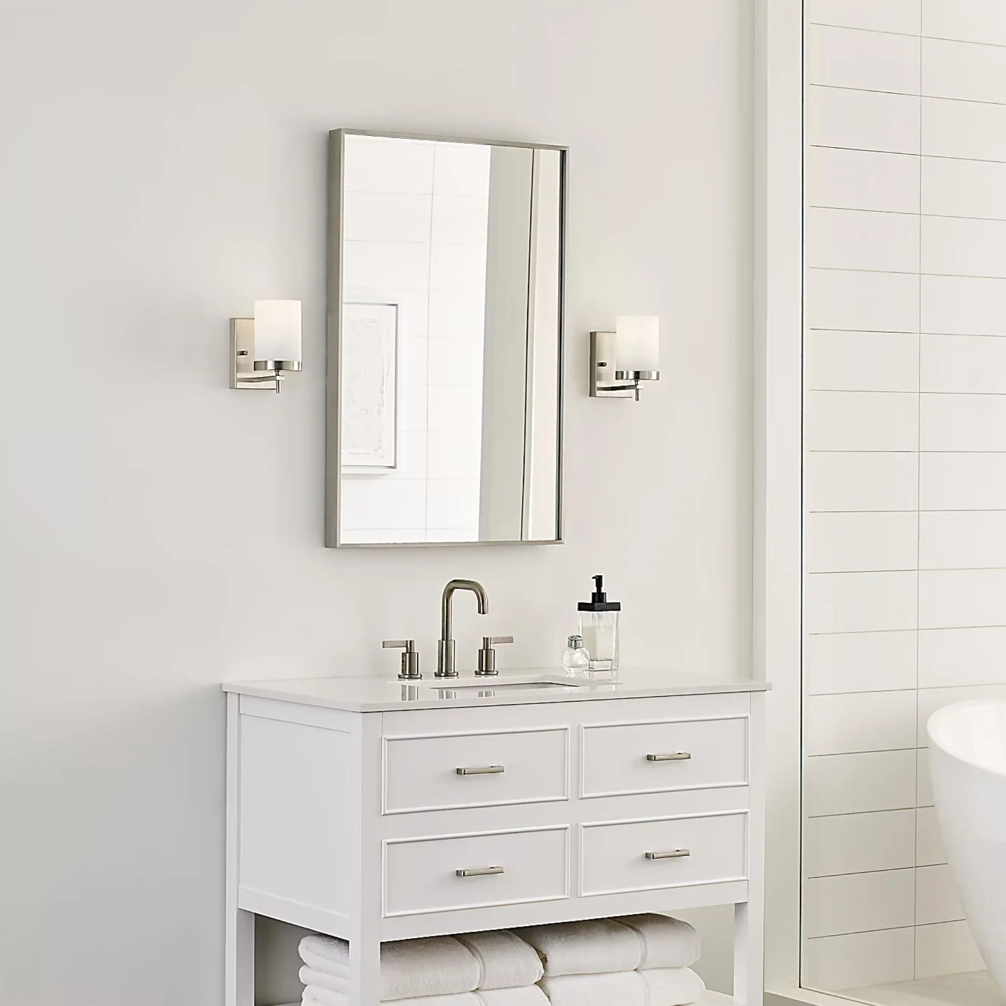 Zire 8" Bath Sconce, Brushed Nickel Finish