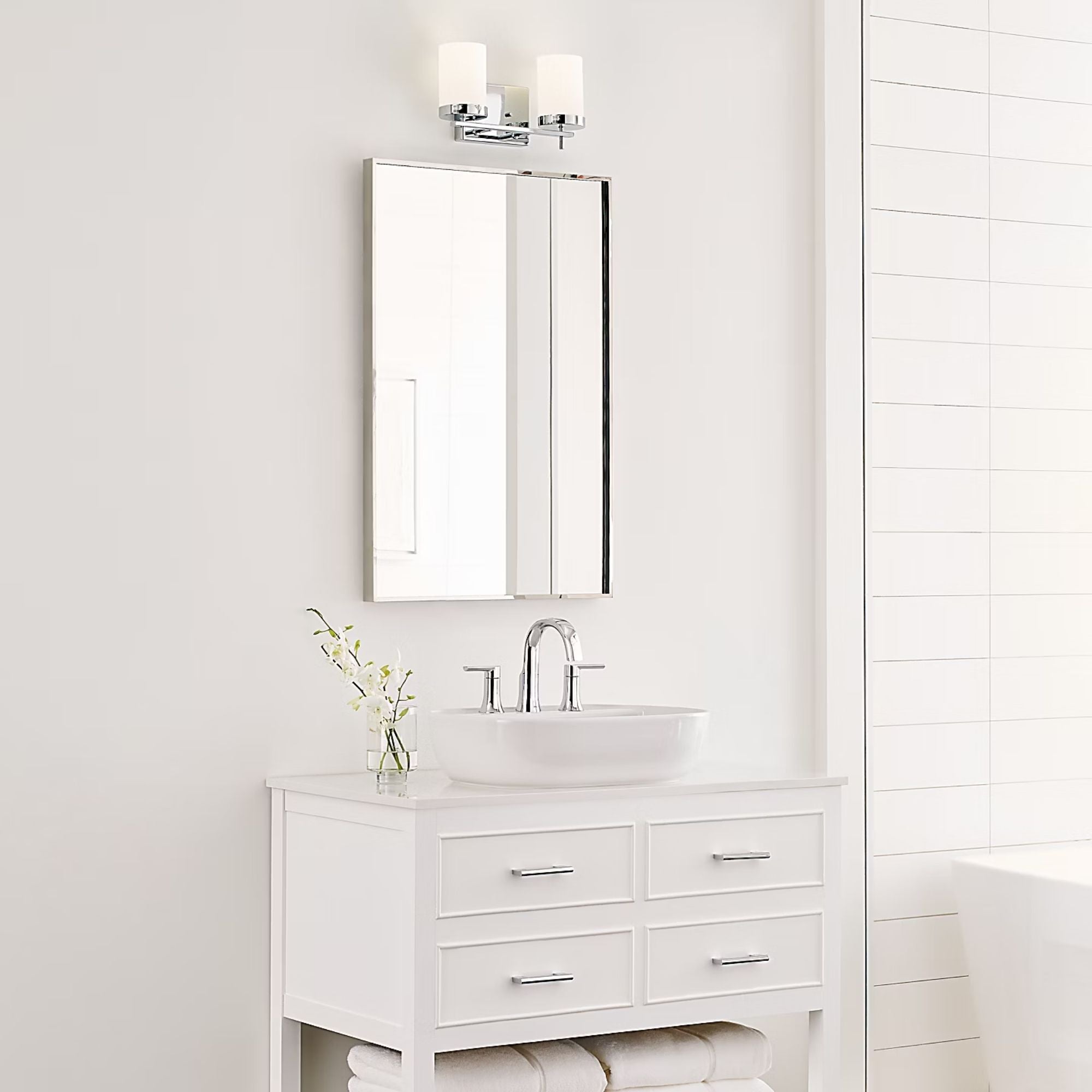 Zire 14" 2-Light Bathroom Vanity, Chrome Finish
