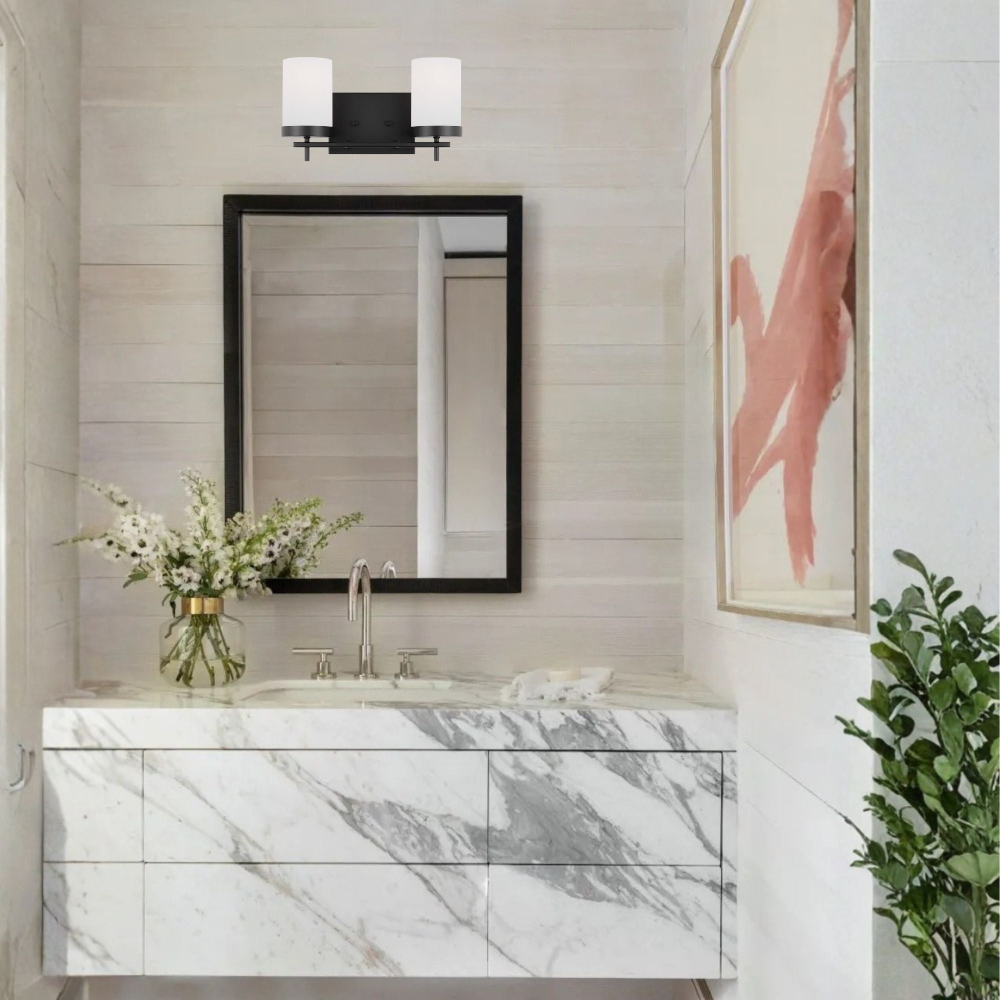 Zire 14" 2-Light Bathroom Vanity, Midnight Black Finish