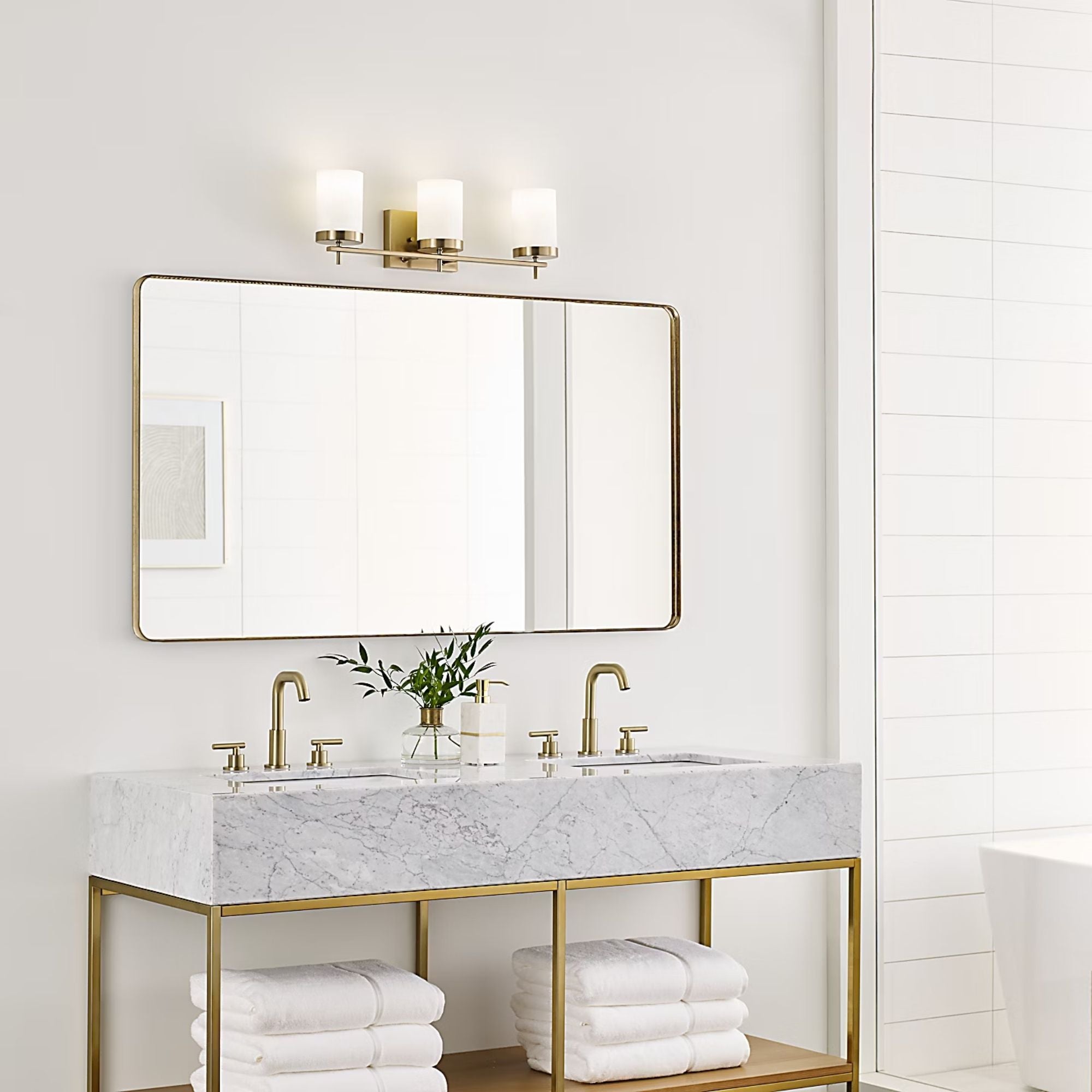 Zire 24" 3-Light LED Bathroom Vanity, Satin Brass Finish