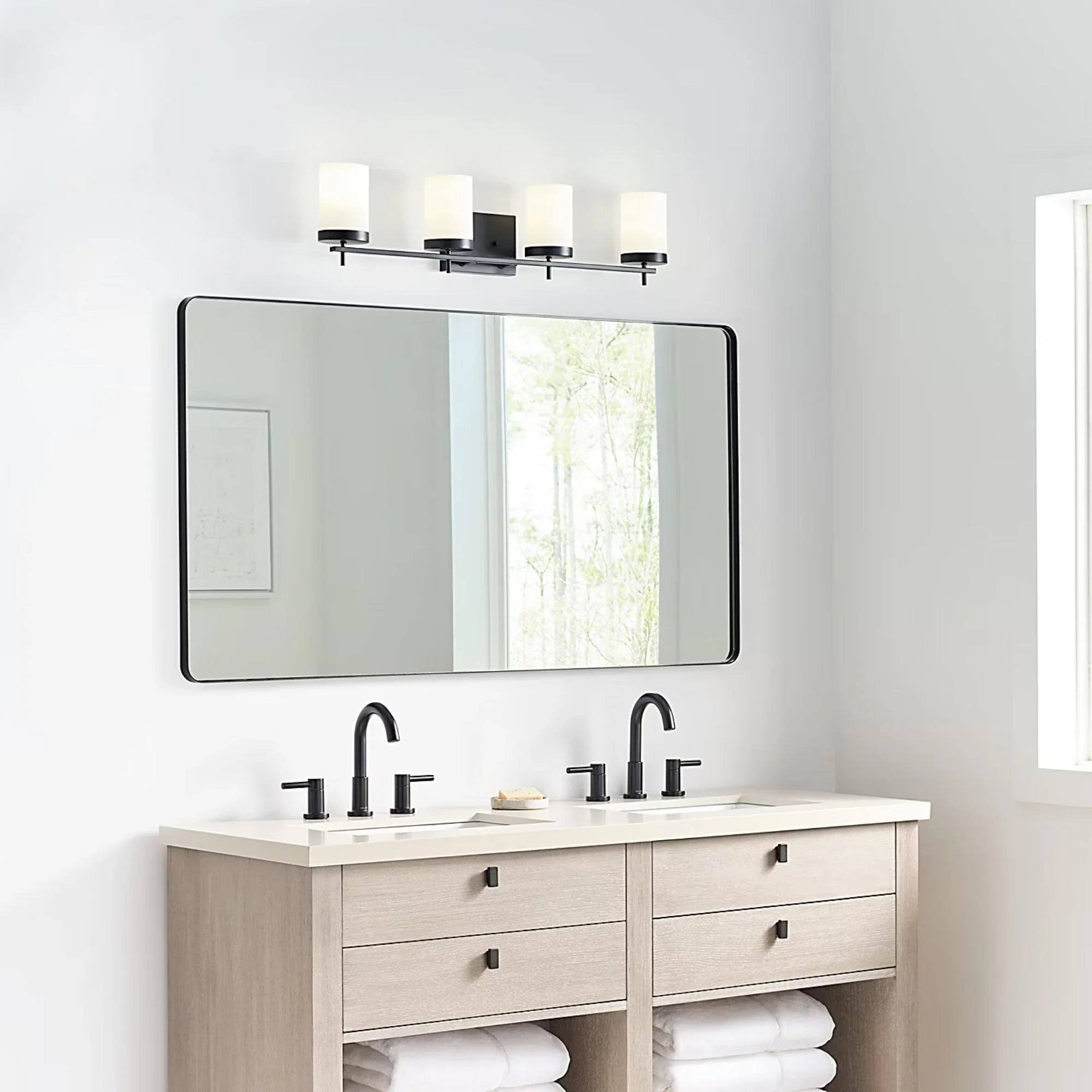 Zire 34" 4-Light LED Bathroom Vanity, Midnight Black Finish