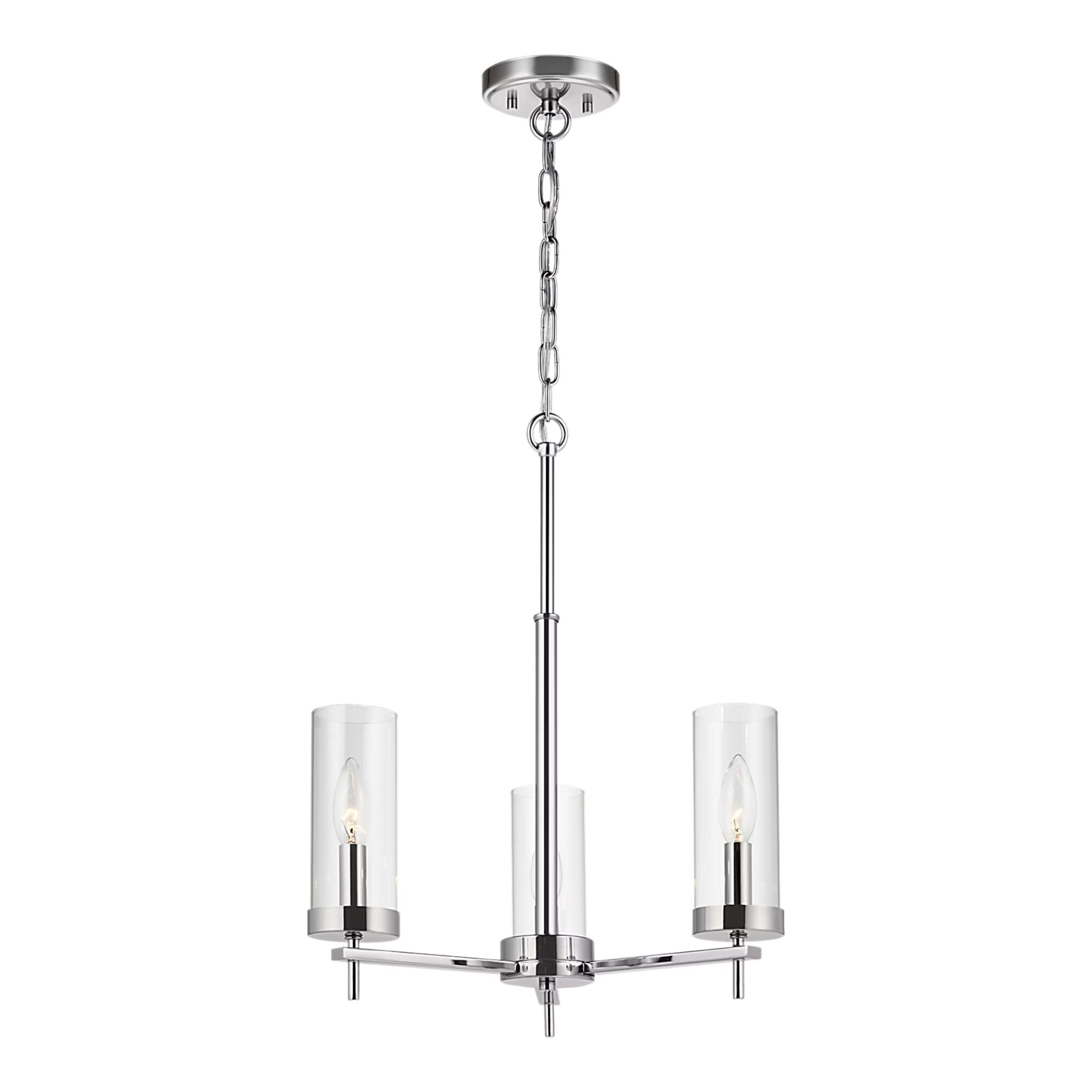 Zire 18" 3-Light Chandelier, Chrome Finish
