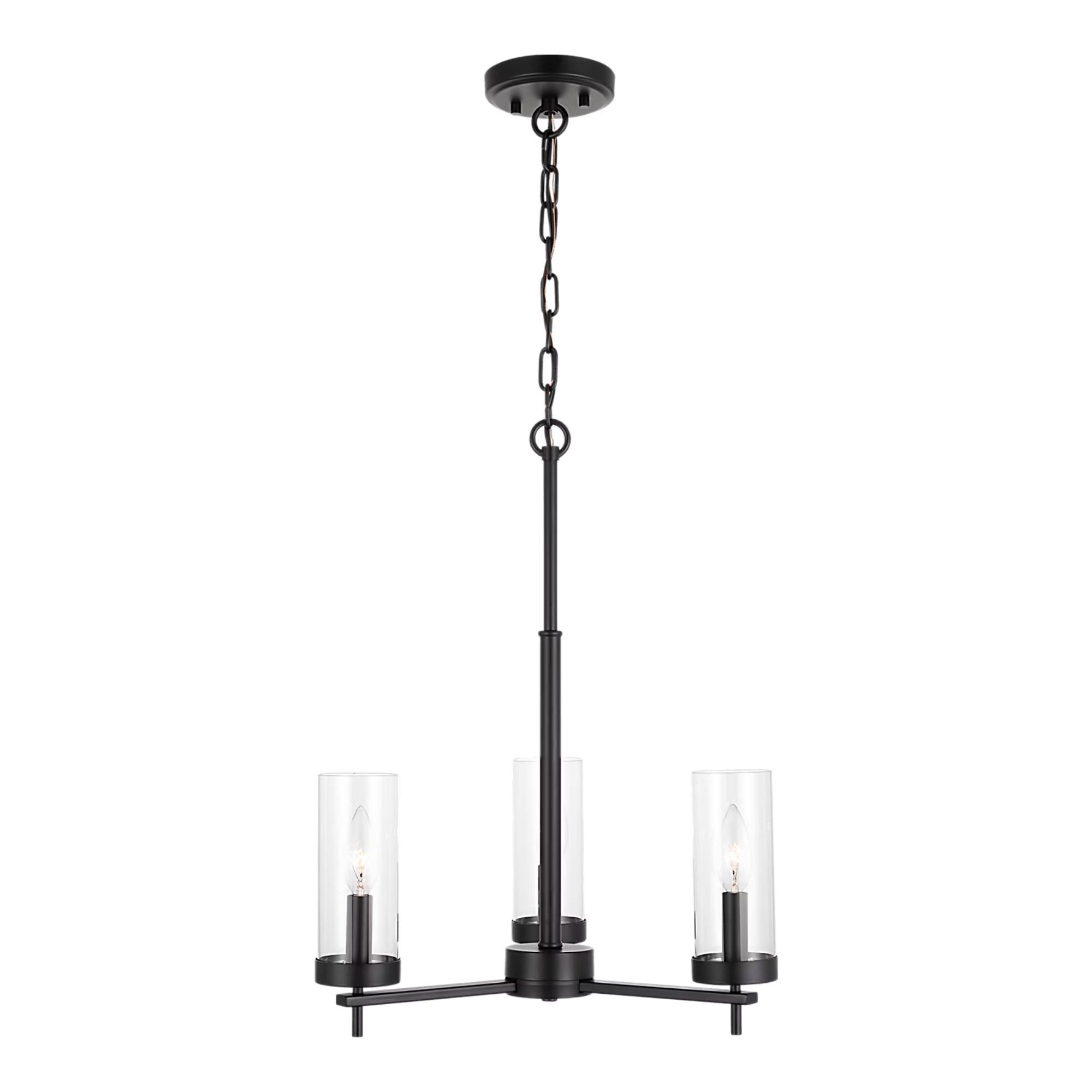 Zire 18" 3-Light Chandelier, Midnight Black Finish
