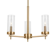 Zire 18" 3-Light Chandelier, Satin Brass Finish