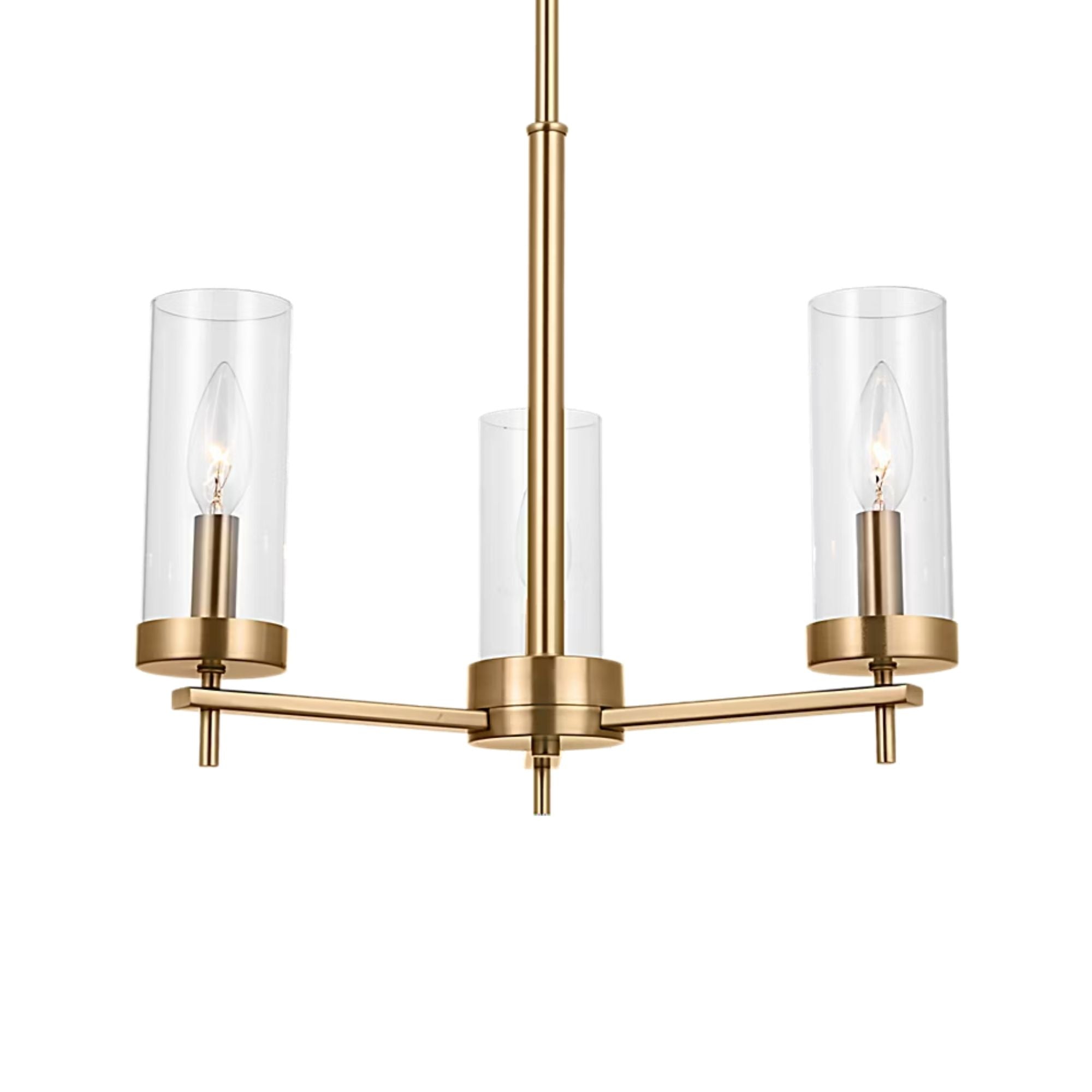 Zire 18" 3-Light Chandelier, Satin Brass Finish