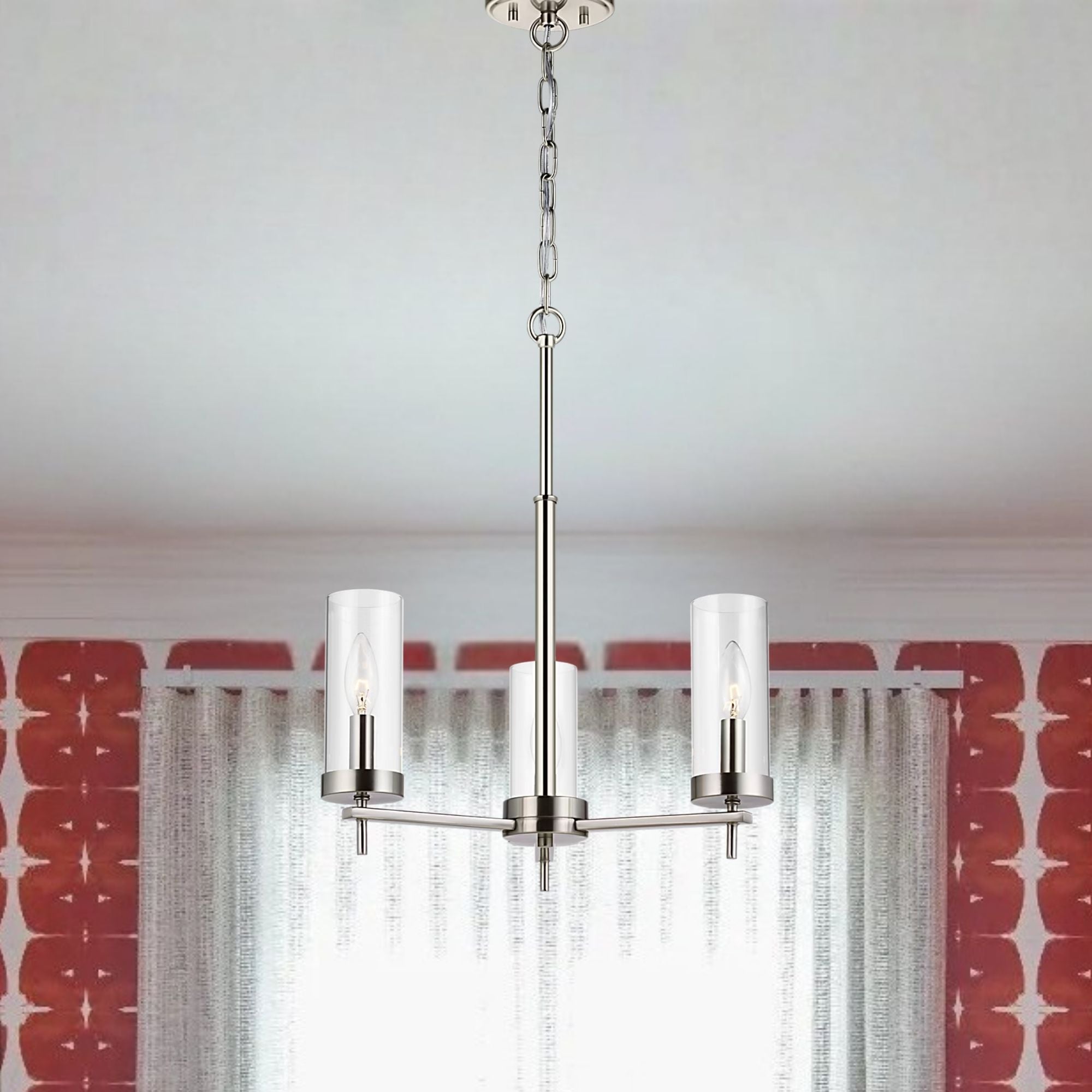 Zire 18" 3-Light Chandelier, Brushed Nickel Finish