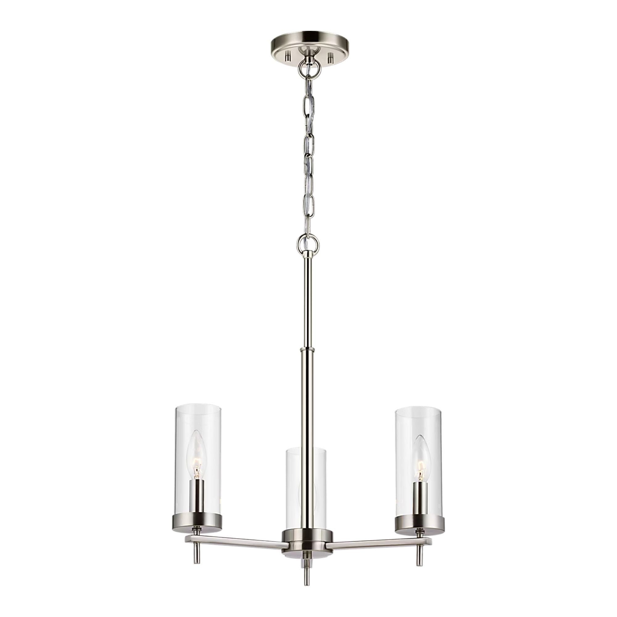 Zire 18" 3-Light Chandelier, Brushed Nickel Finish