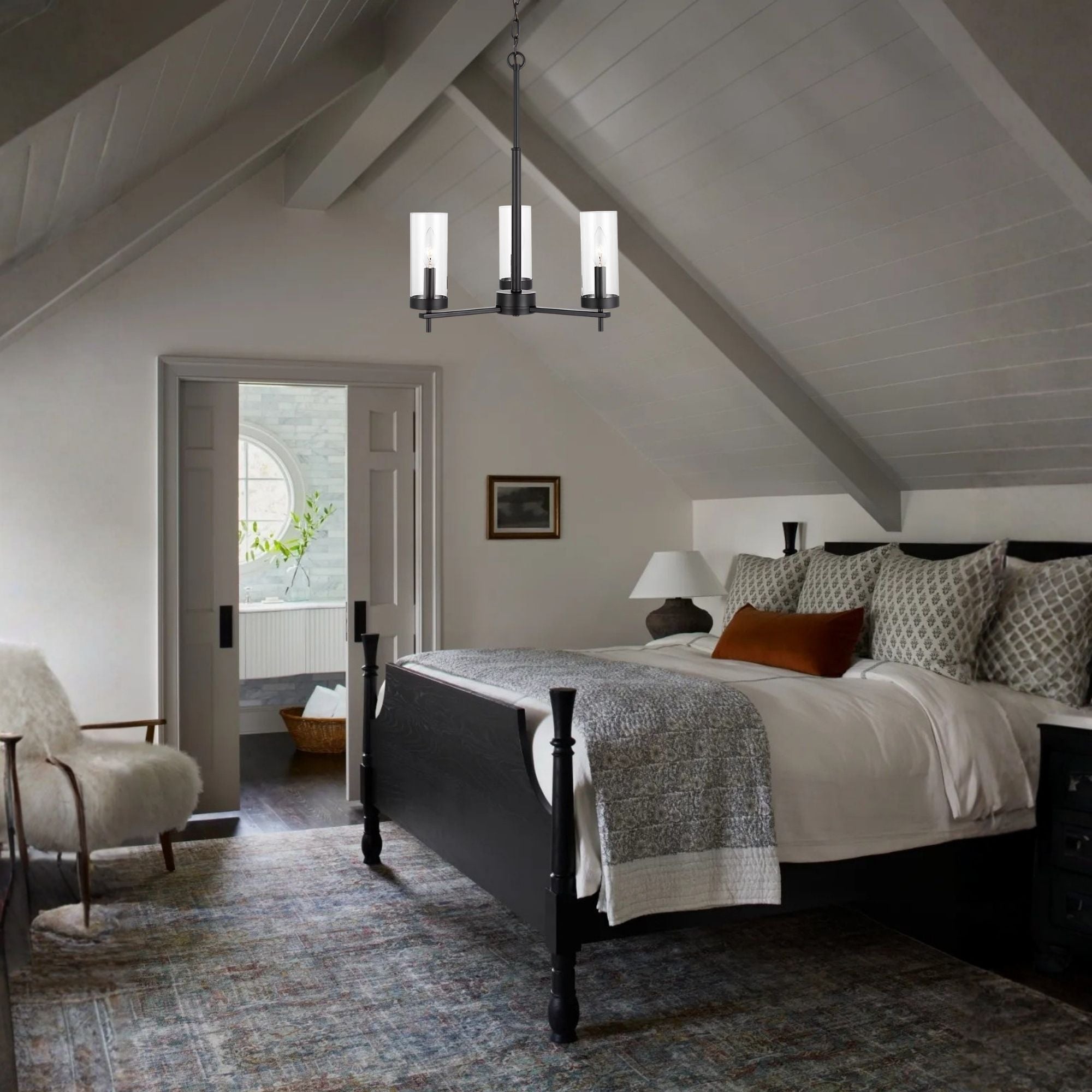 Zire 18" 3-Light LED Chandelier, Midnight Black Finish