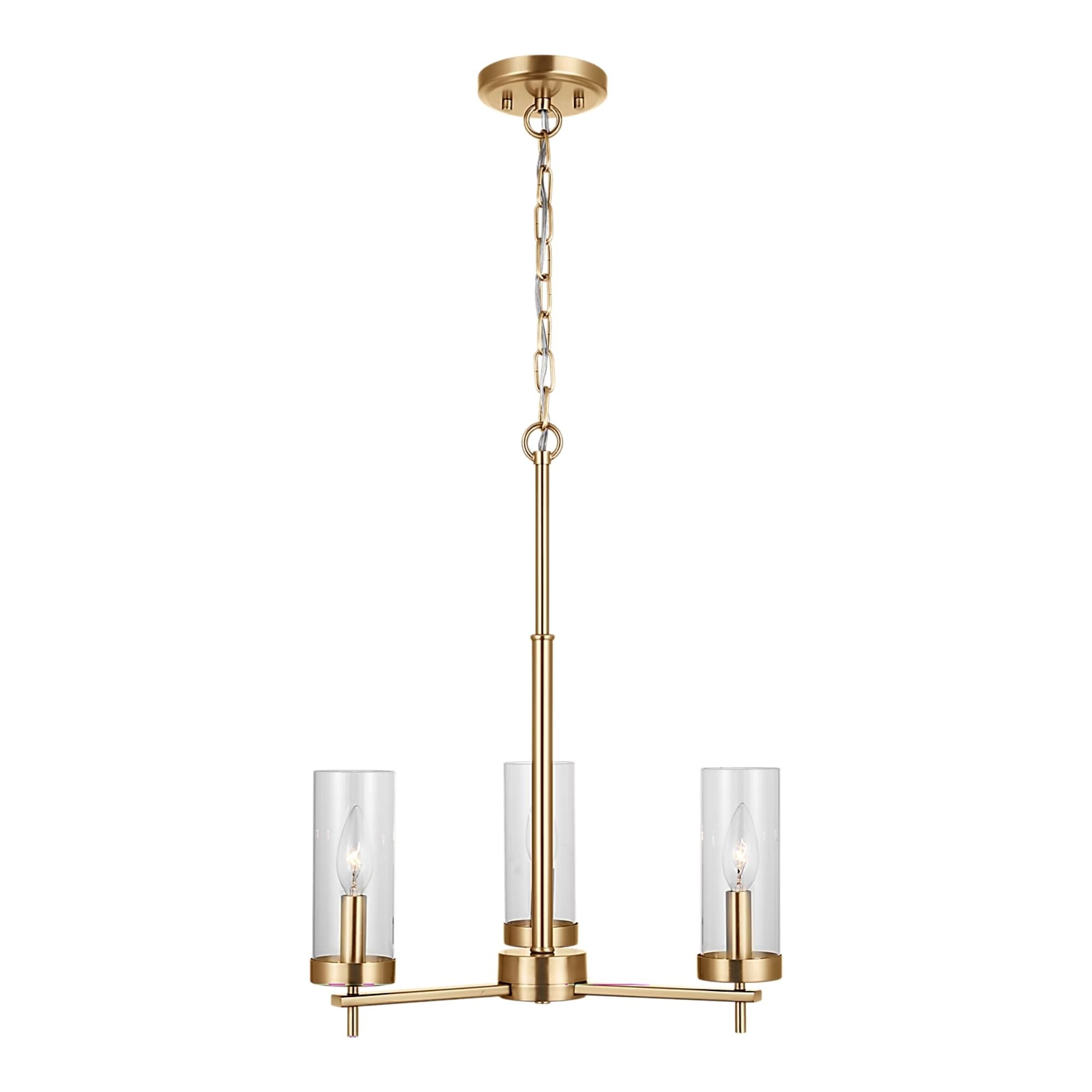 Zire 18" 3-Light LED Chandelier, Satin Brass Finish