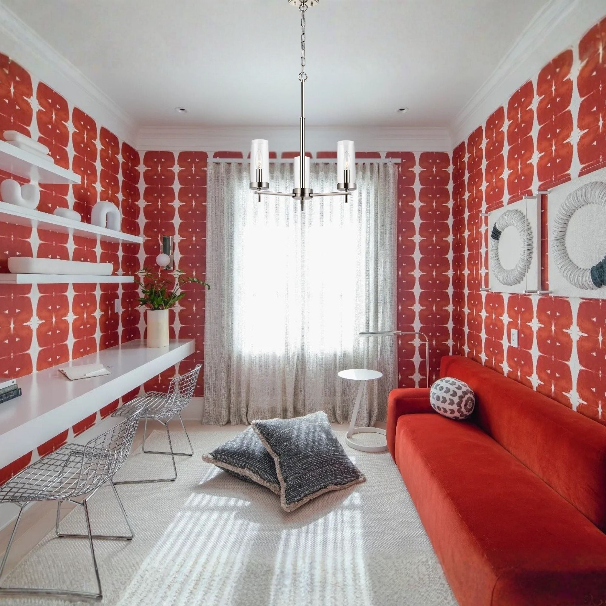 Zire 18" 3-Light LED Chandelier, Brushed Nickel Finish