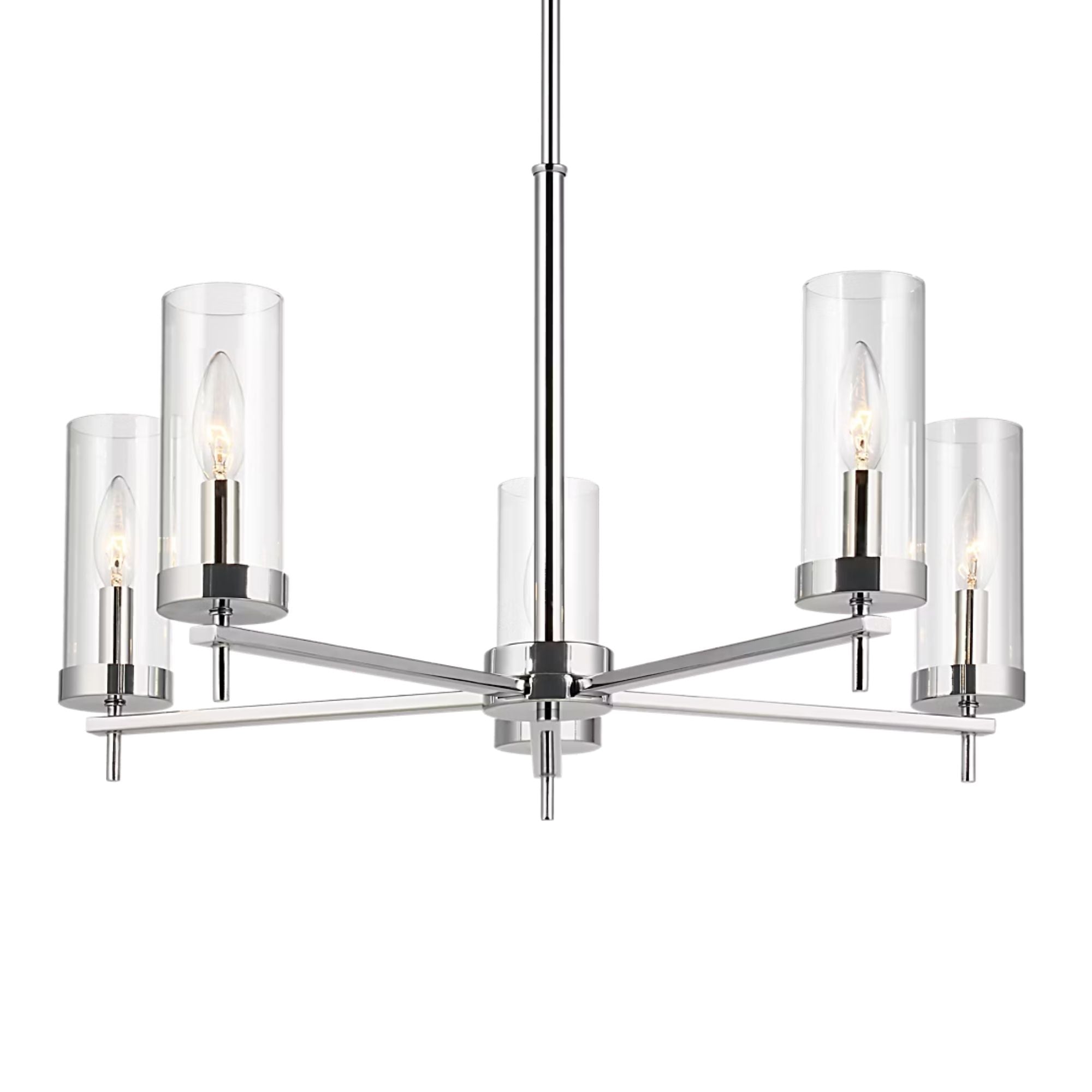 Zire 26" 5-Light Chandelier, Chrome Finish