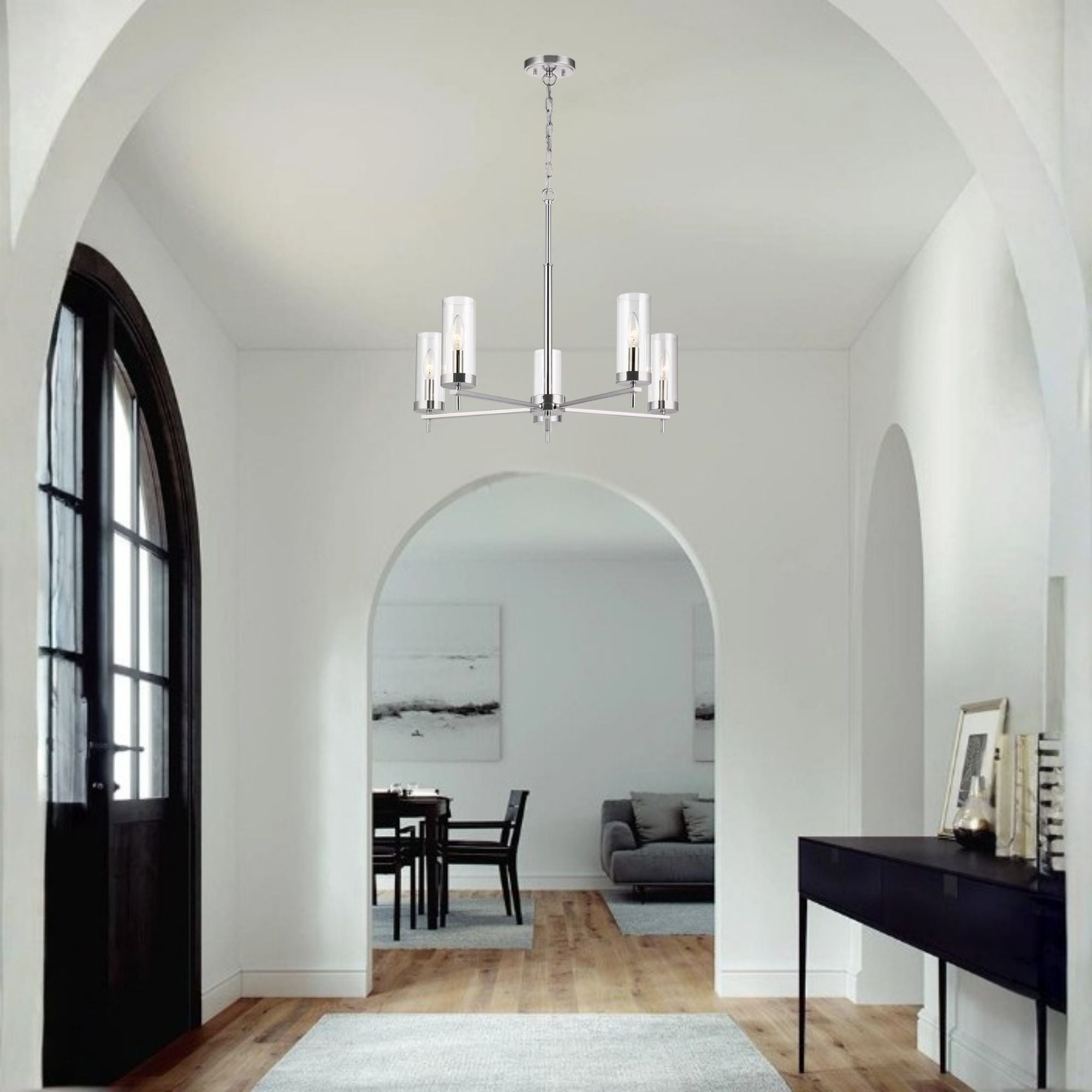 Zire 26" 5-Light Chandelier, Chrome Finish