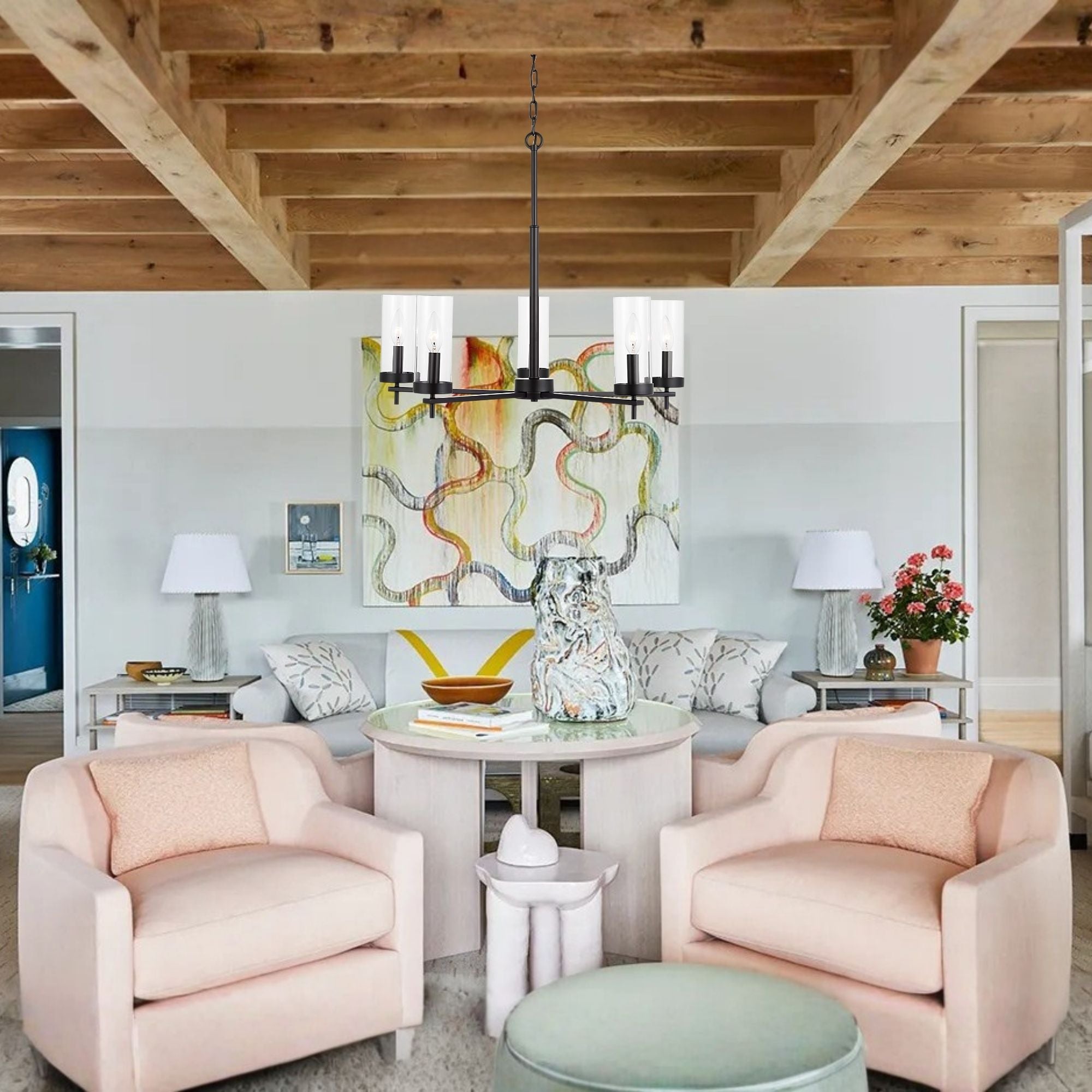 Zire 26" 5-Light Chandelier, Midnight Black Finish