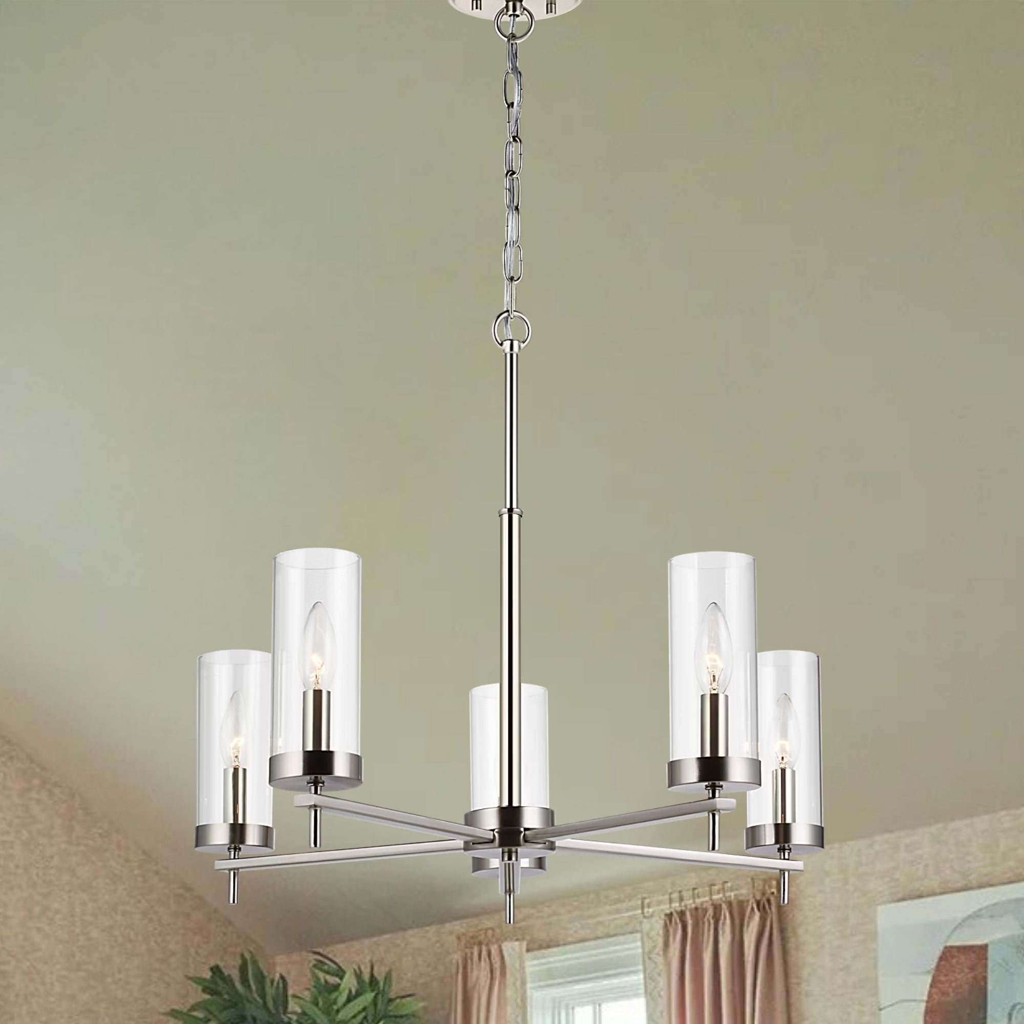Zire 26" 5-Light Chandelier, Brushed Nickel Finish